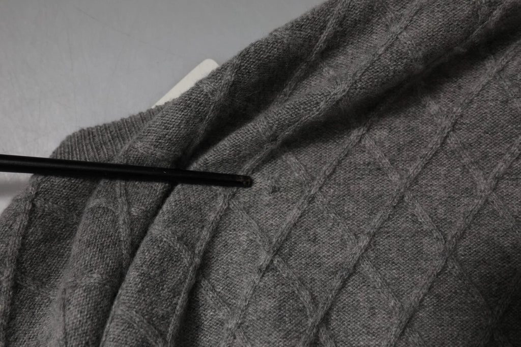 Ballantyne Gray Cashmere Argyle Intarsia Knit Crew Neck Men Sweater