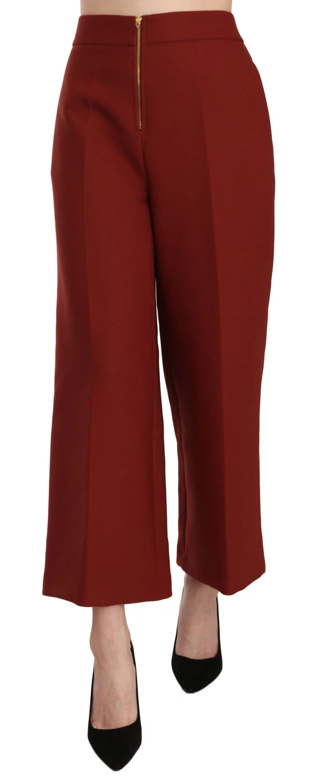 Jucca Red High Waist Cropped Flared Dress Formal Trouser Pants | Regal Royce