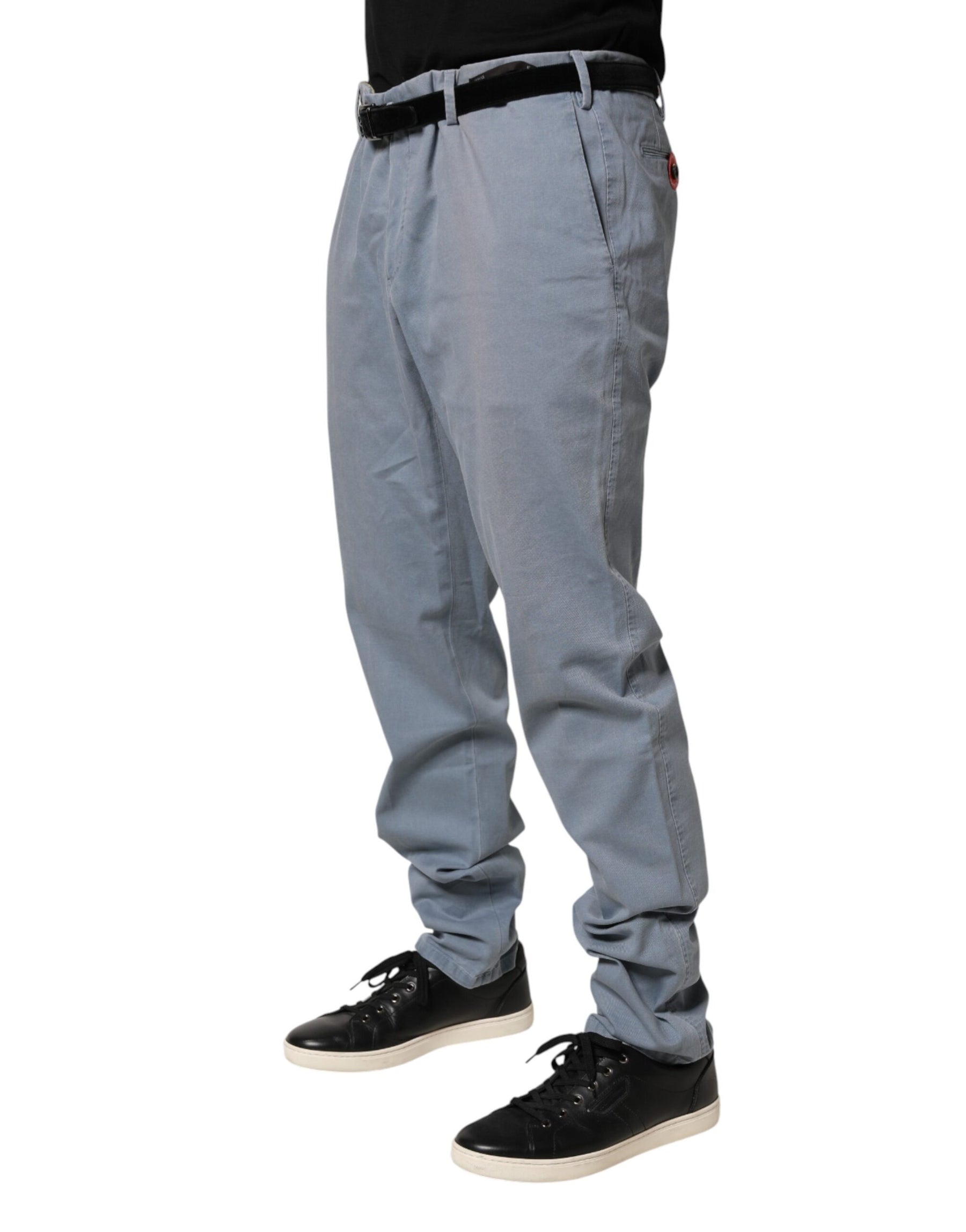 PT01 Blue Men Chino Mid Waist Tapered Fit Trouser Pants | Regal Royce