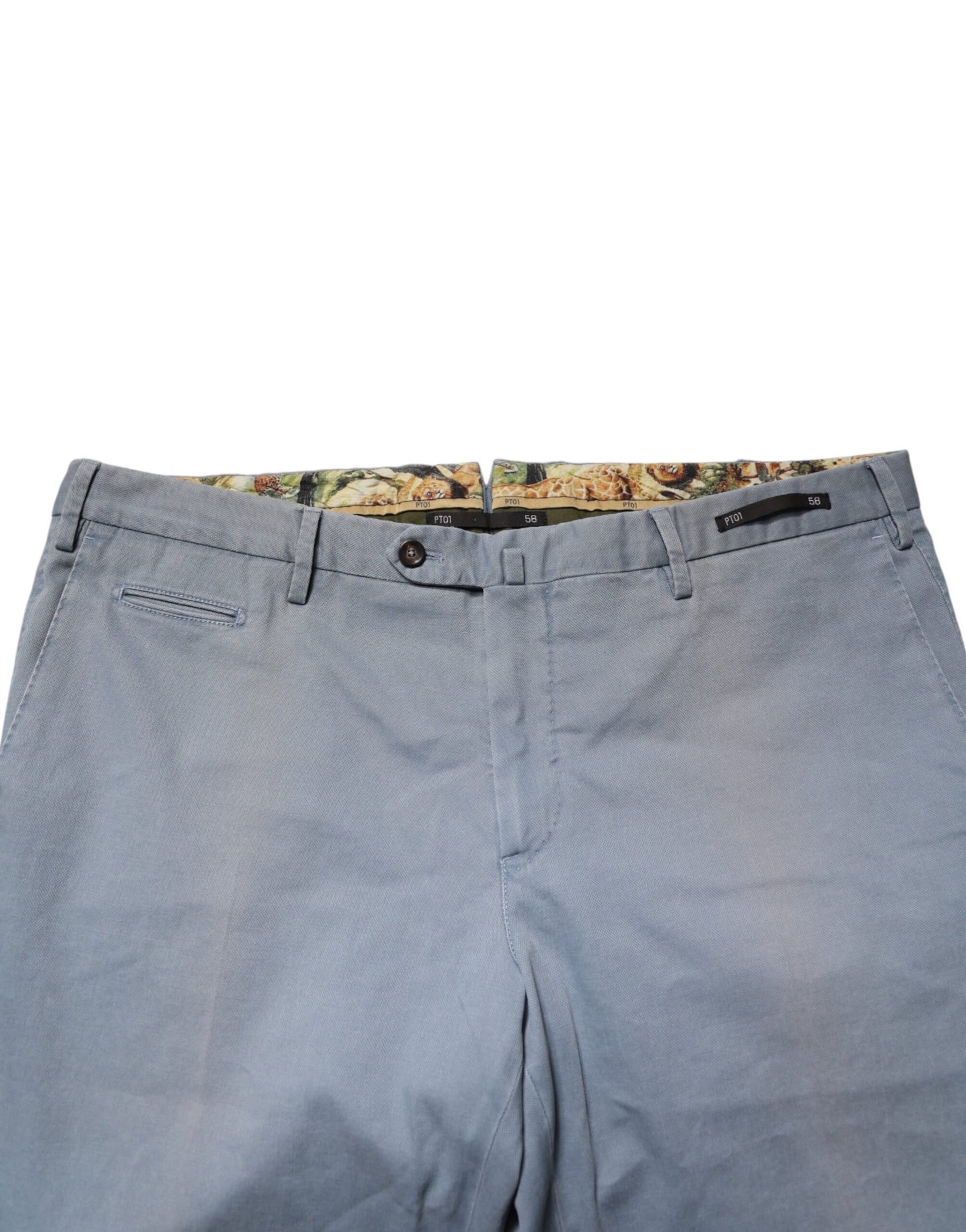 PT01 Blue Men Chino Mid Waist Tapered Fit Trouser Pants | Regal Royce