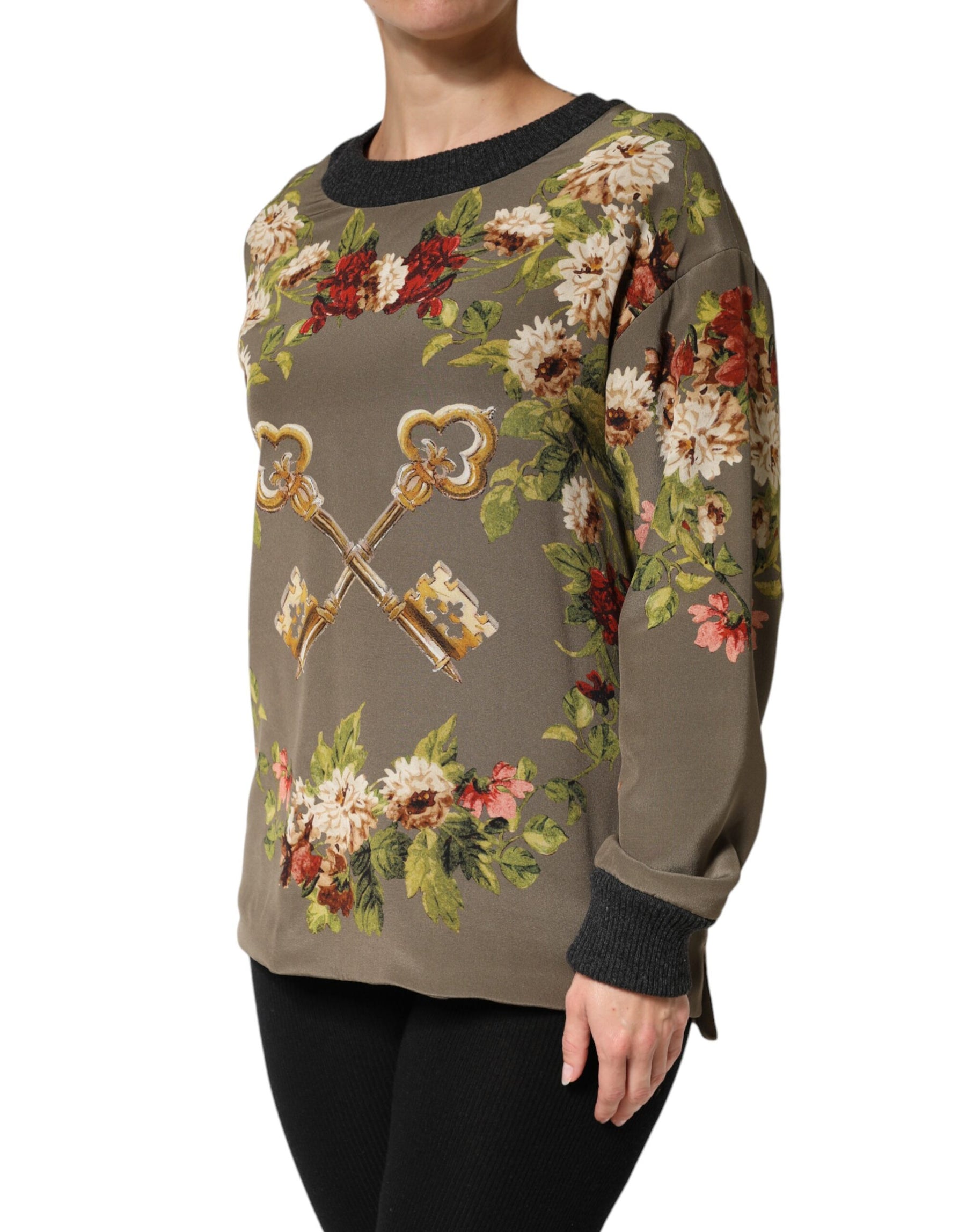 Dolce & Gabbana Enchanted Sicily Silk Crewneck Blouse Sweater | Regal Royce