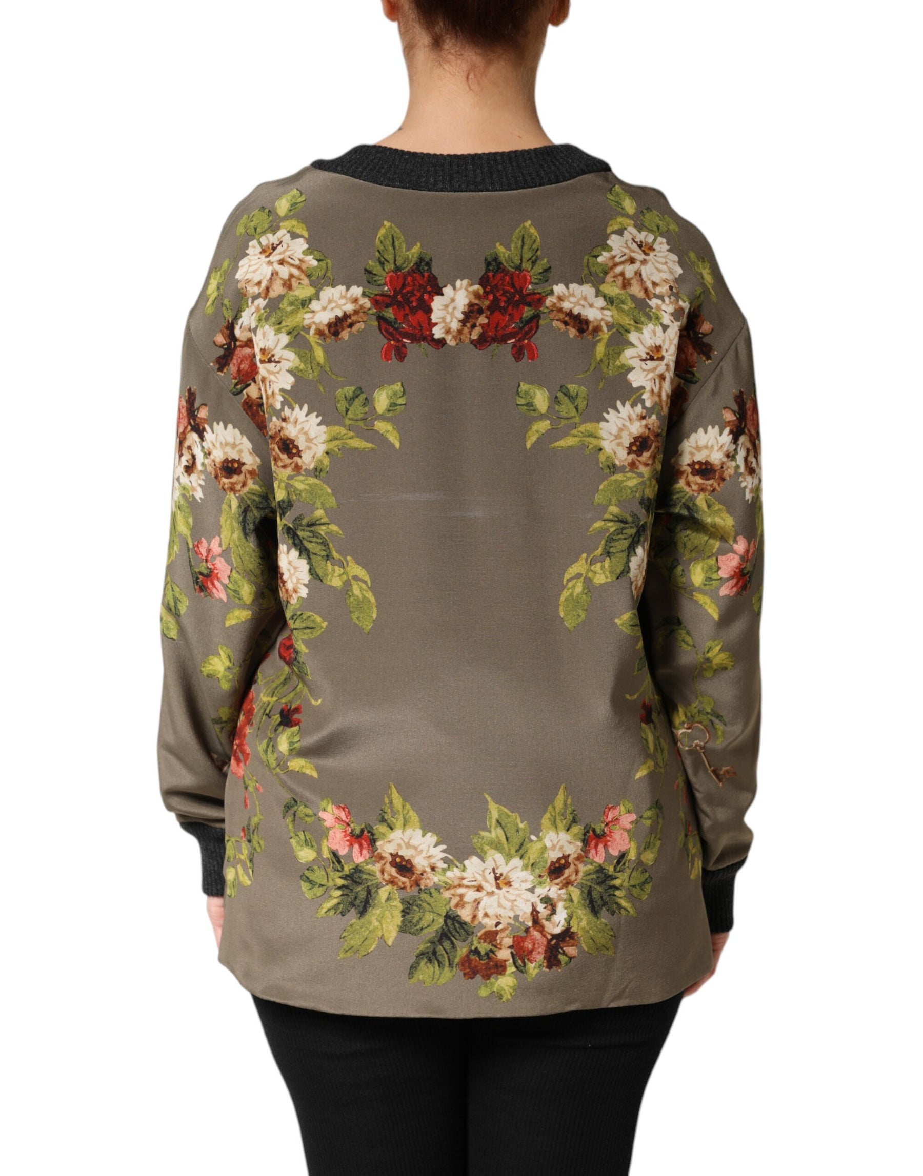 Dolce & Gabbana Enchanted Sicily Silk Crewneck Blouse Sweater | Regal Royce