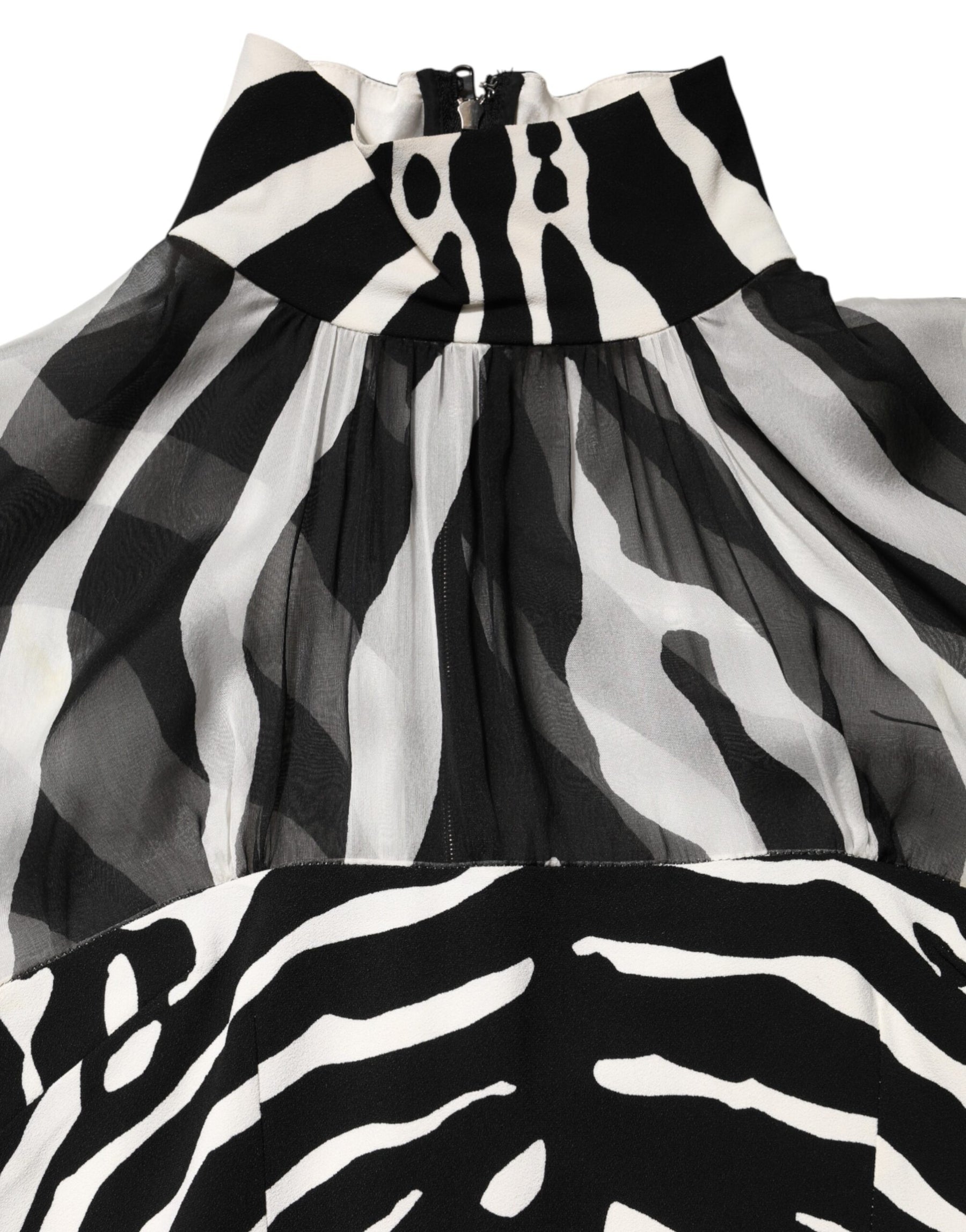 Dolce & Gabbana Zebra Print Chiffon Paneled Crop Blouse Top | Regal Royce