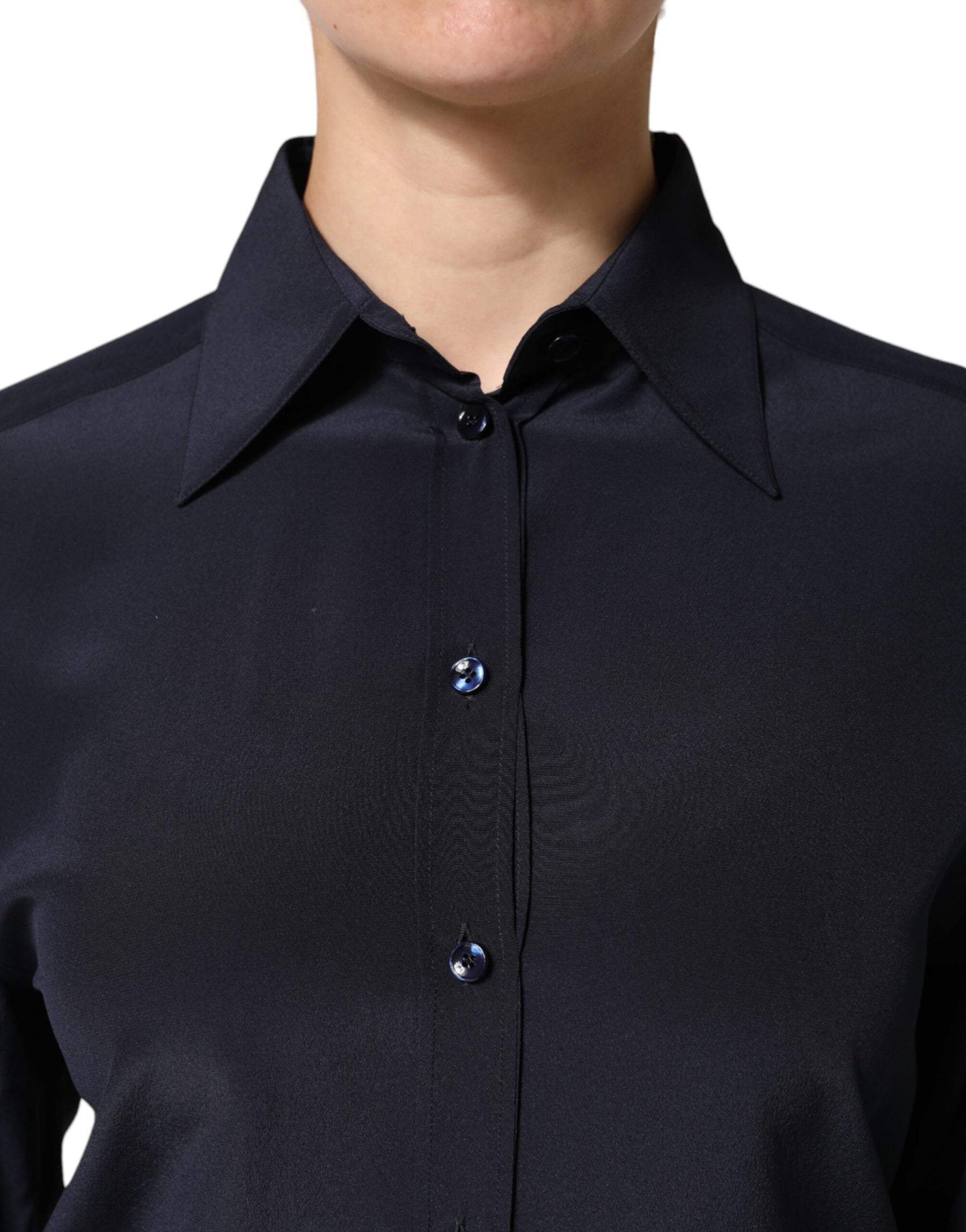 Dolce & Gabbana Blue Collared Long Sleeves Dress Shirt Top | Regal Royce