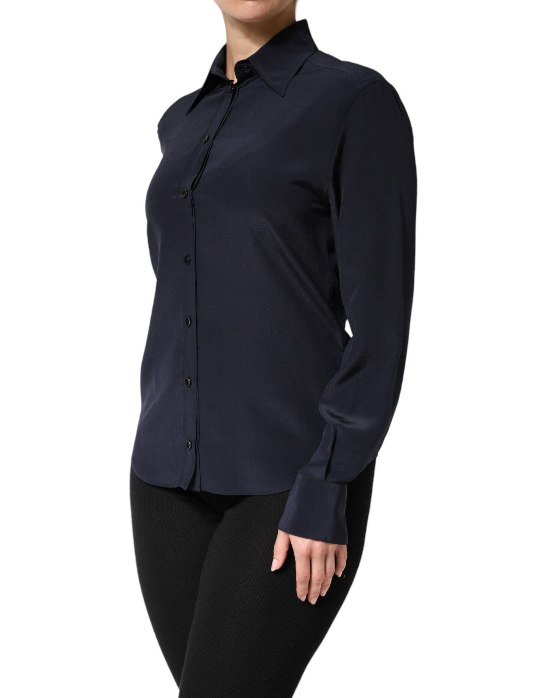 Dolce & Gabbana Blue Collared Long Sleeves Dress Shirt Top | Regal Royce