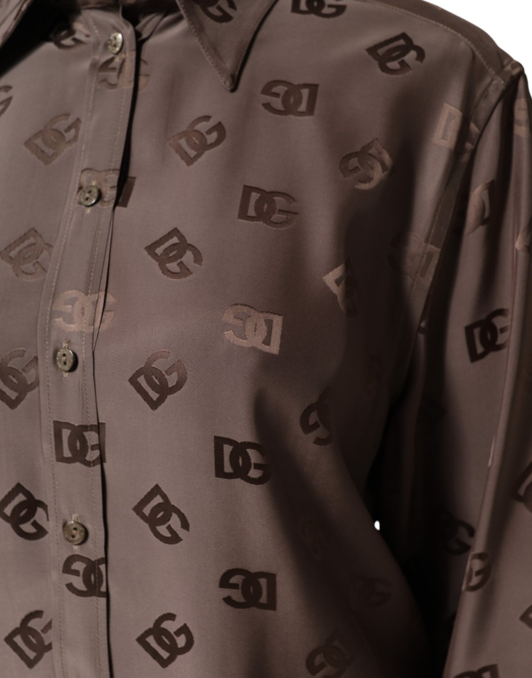 Dolce & Gabbana Brown Collared Long Sleeves Logo Shirt Top | Regal Royce