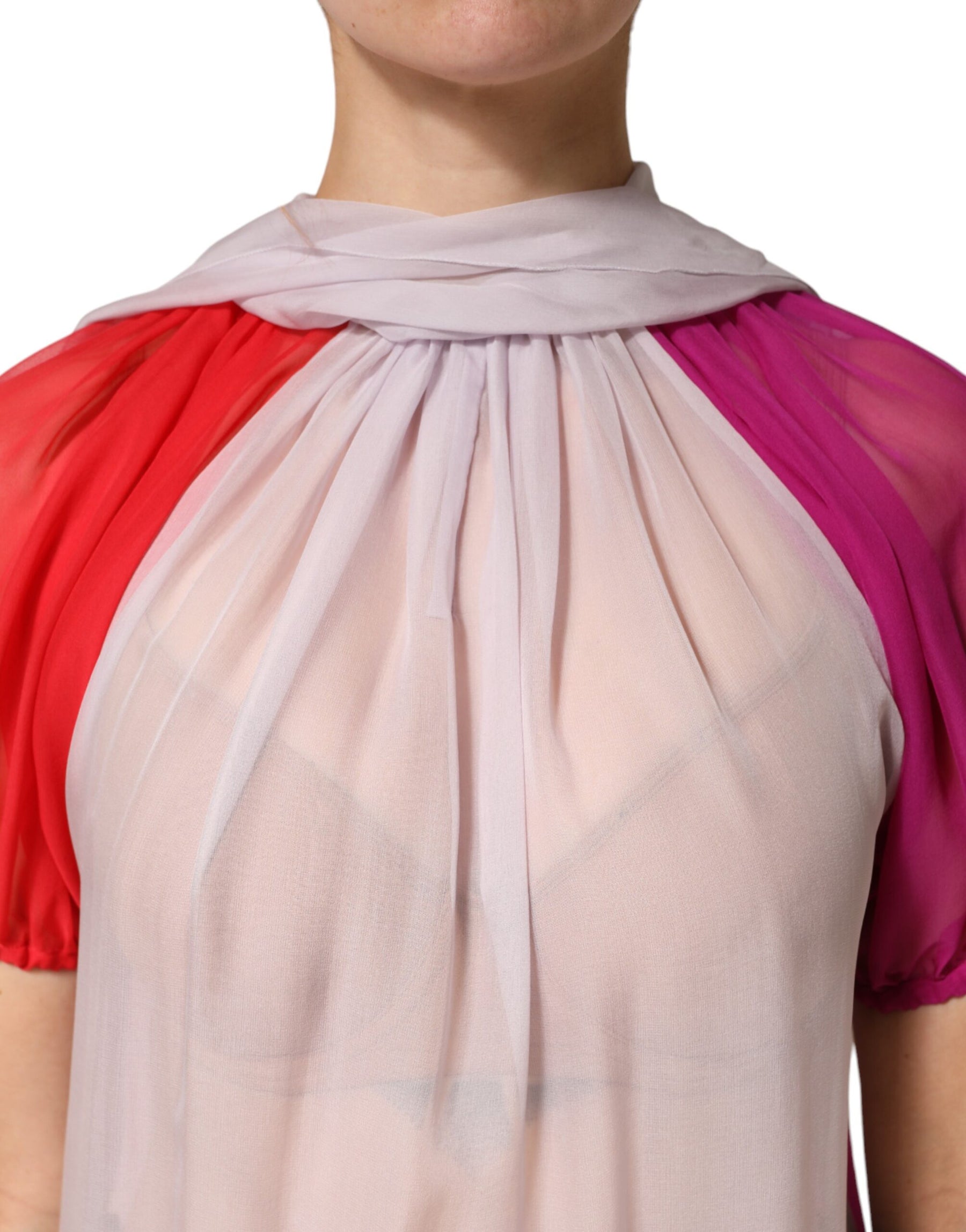 Dolce & Gabbana Multicolor Short Sleeves Silk Blouse Top | Regal Royce