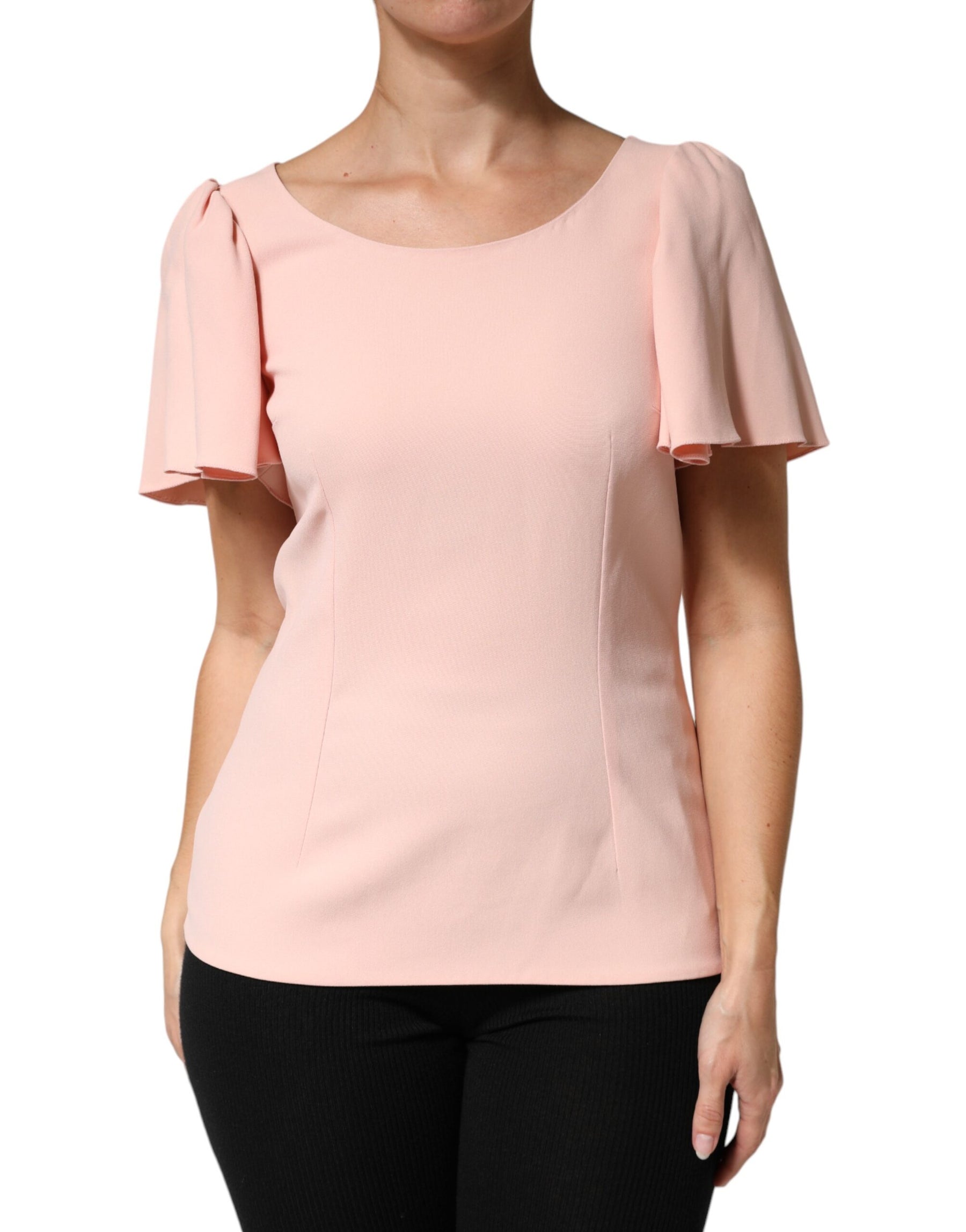 Dolce & Gabbana Pink Short Sleeves Round Neck Blouse Top | Regal Royce
