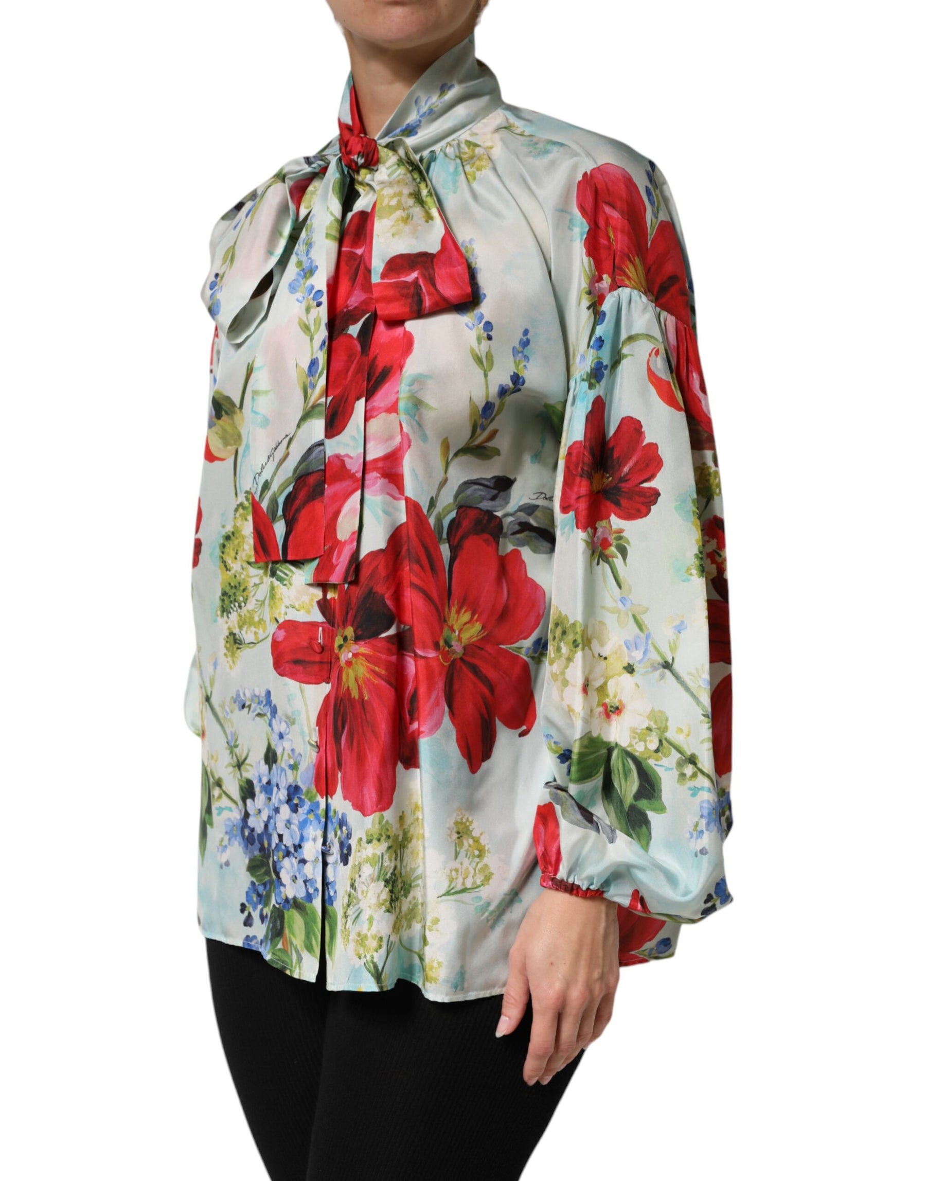 Dolce & Gabbana Multicolor Floral Long Sleeves Blouse Top | Regal Royce
