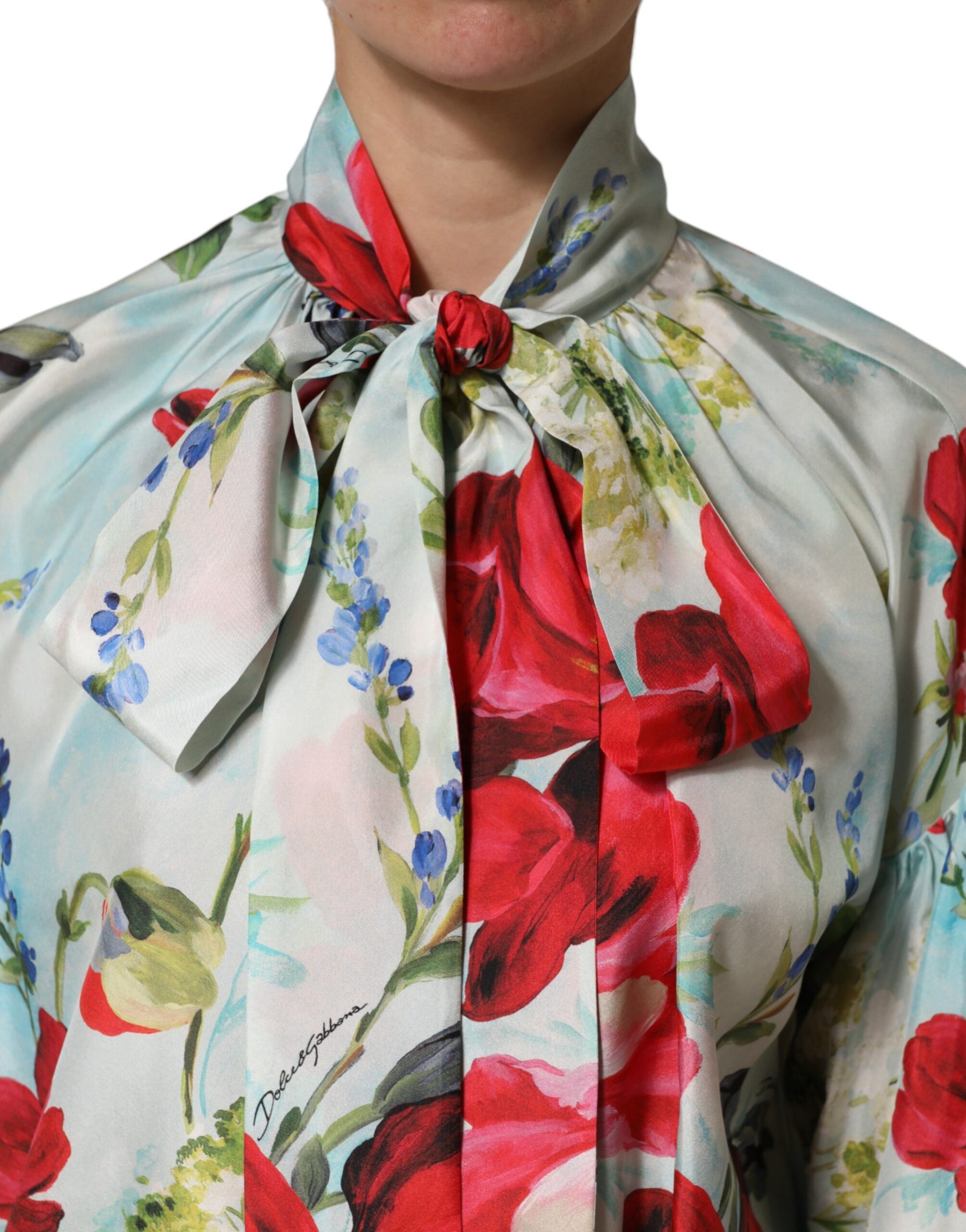 Dolce & Gabbana Multicolor Floral Long Sleeves Blouse Top | Regal Royce