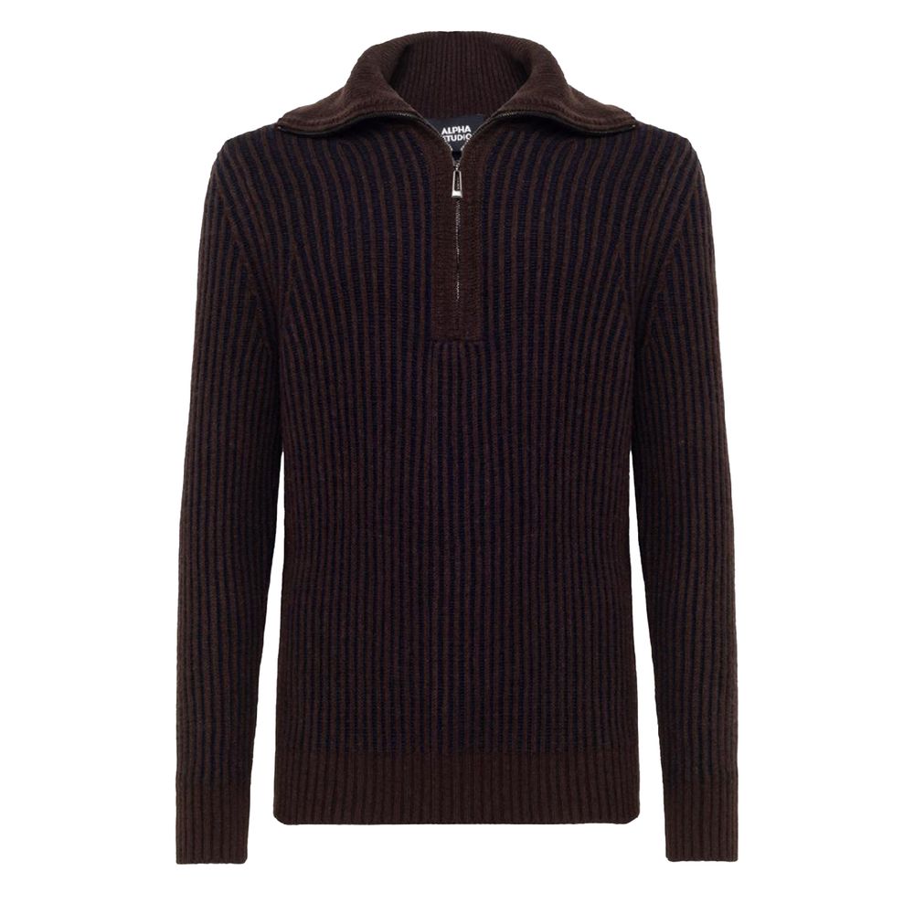 Alpha Studio Brown Wool Sweater