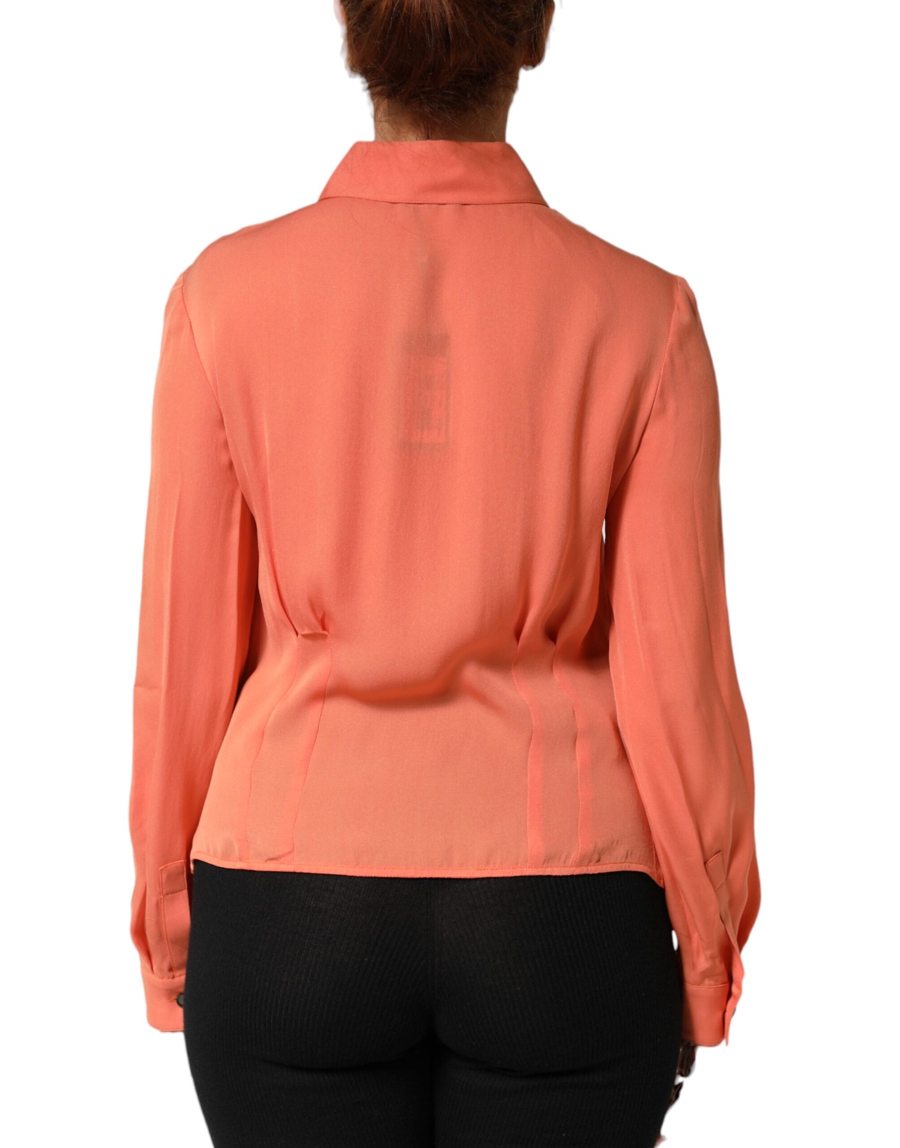 Emporio Armani Orange Collared Button Down Long Sleeves  Top | Regal Royce