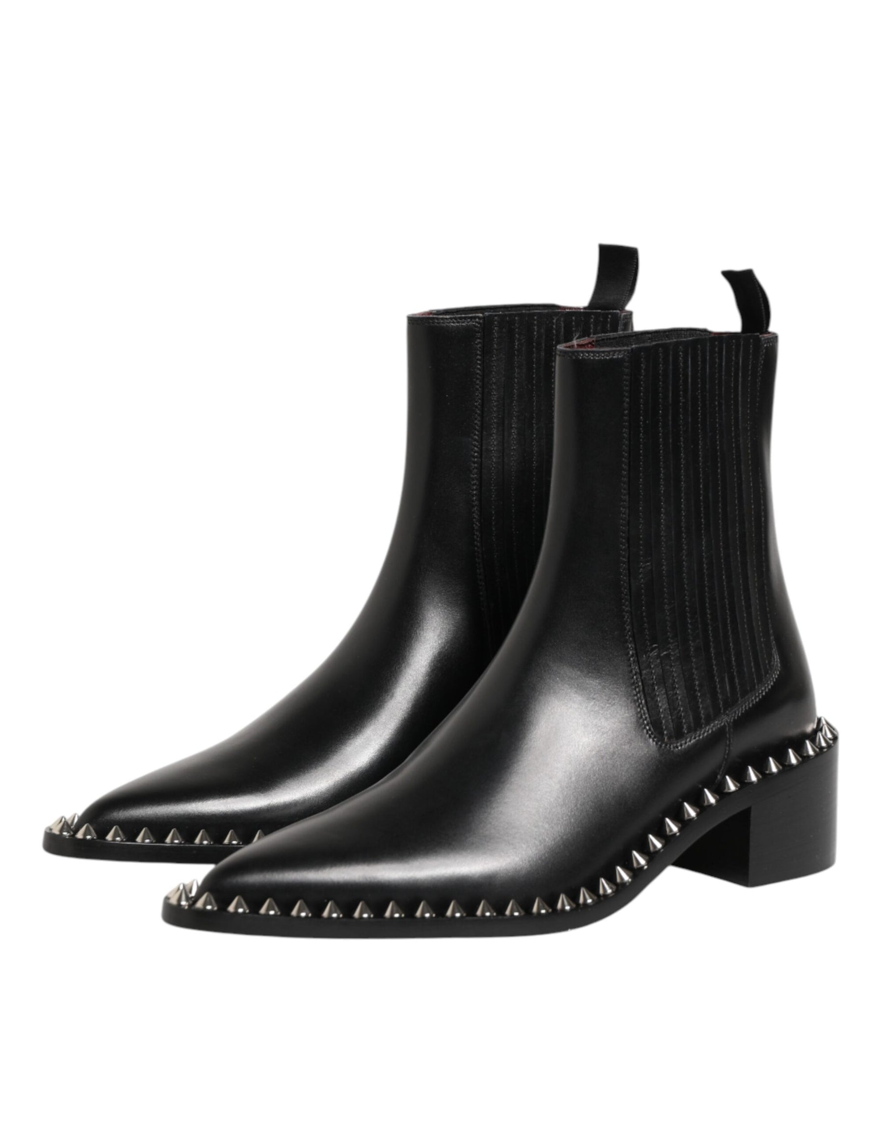Dolce & Gabbana Black Studded Chelsea Short Ankle Boots Shoes | Regal Royce