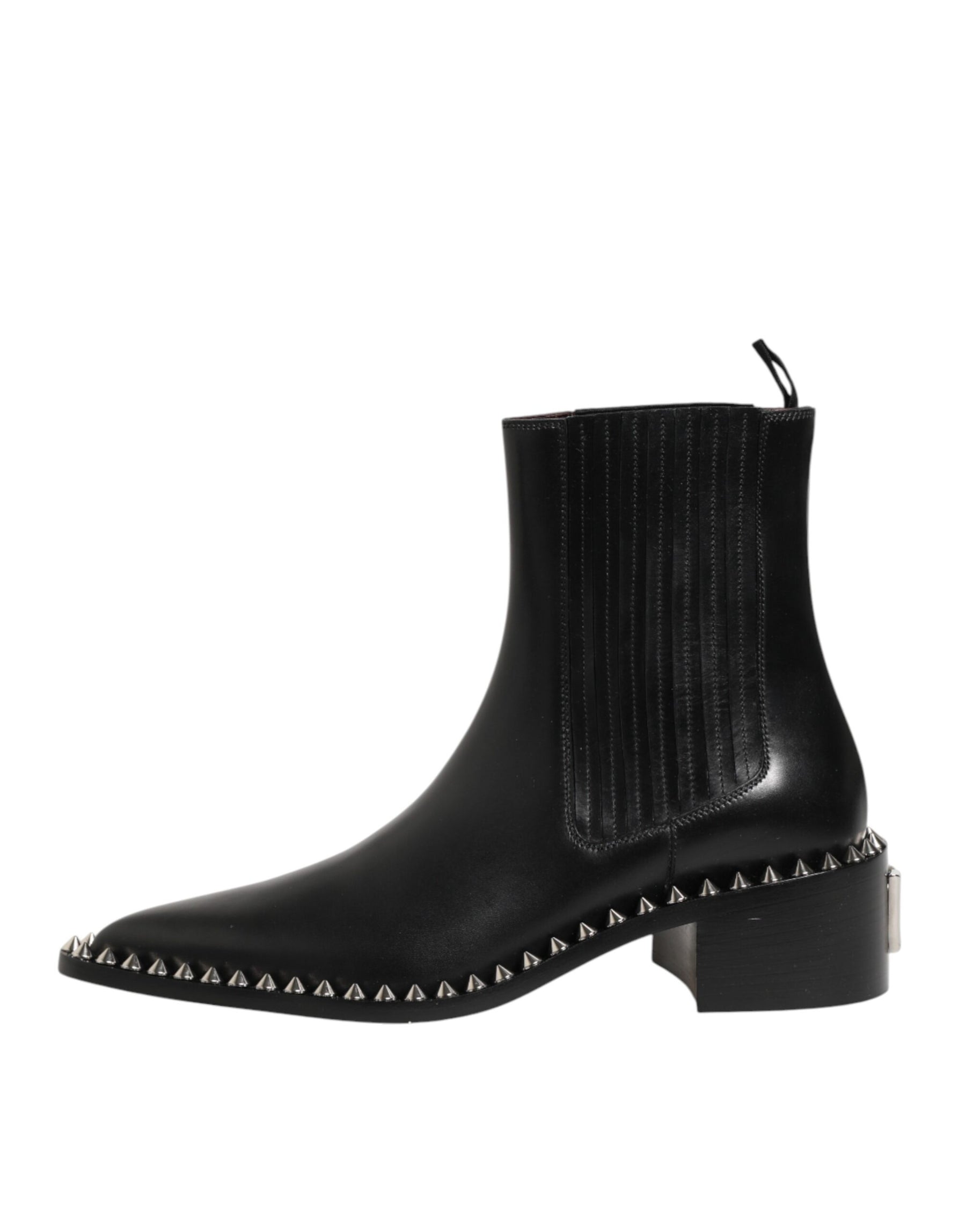 Dolce & Gabbana Black Studded Chelsea Short Ankle Boots Shoes | Regal Royce