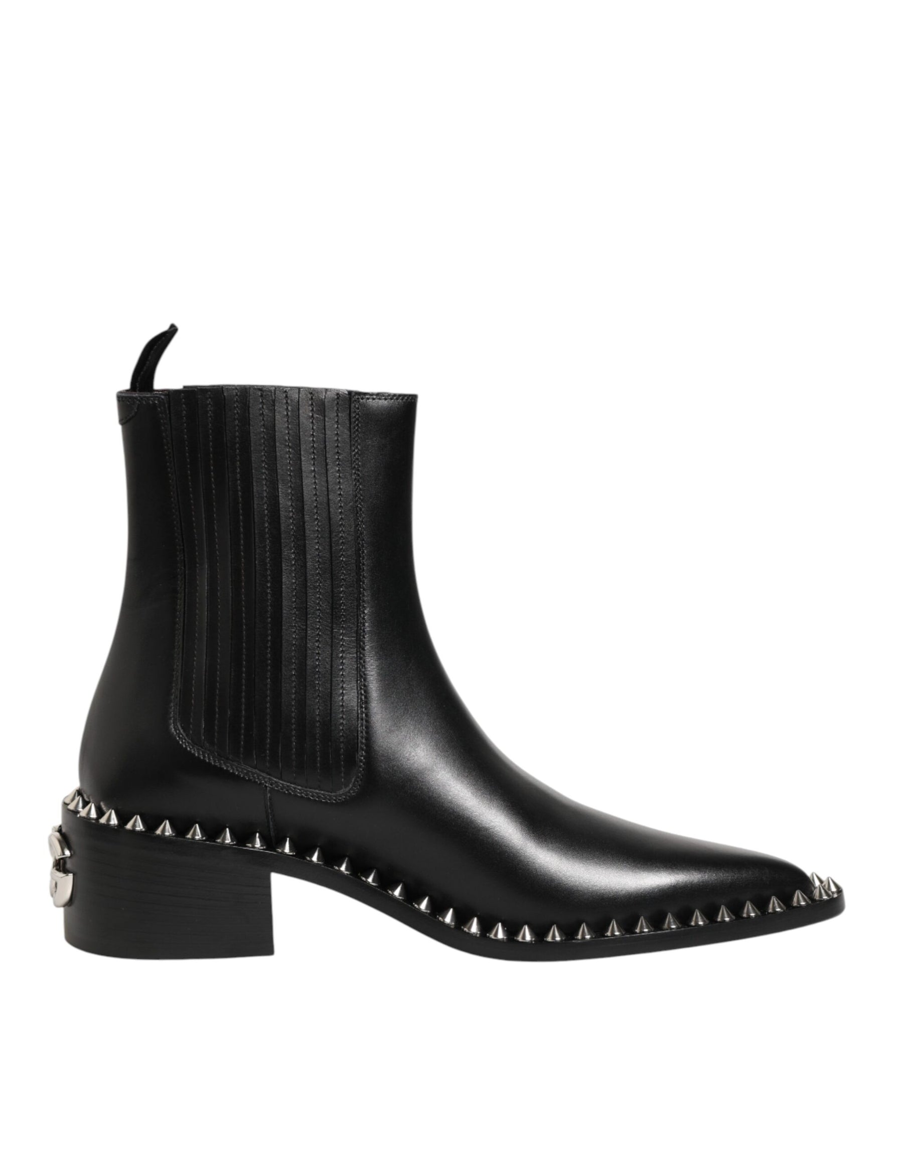 Dolce & Gabbana Black Studded Chelsea Short Ankle Boots Shoes | Regal Royce
