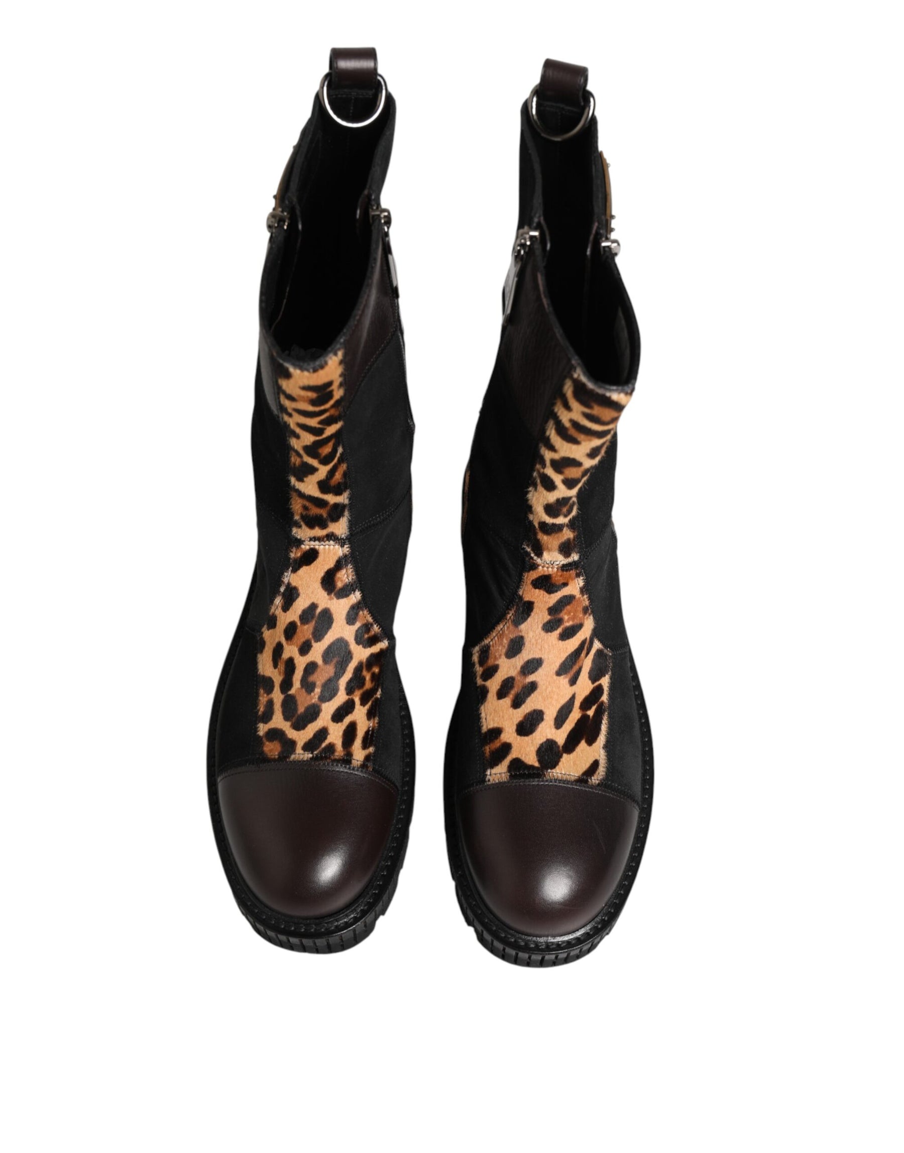 Dolce & Gabbana Multicolor Leopard Mid Calf Boots Shoes | Regal Royce