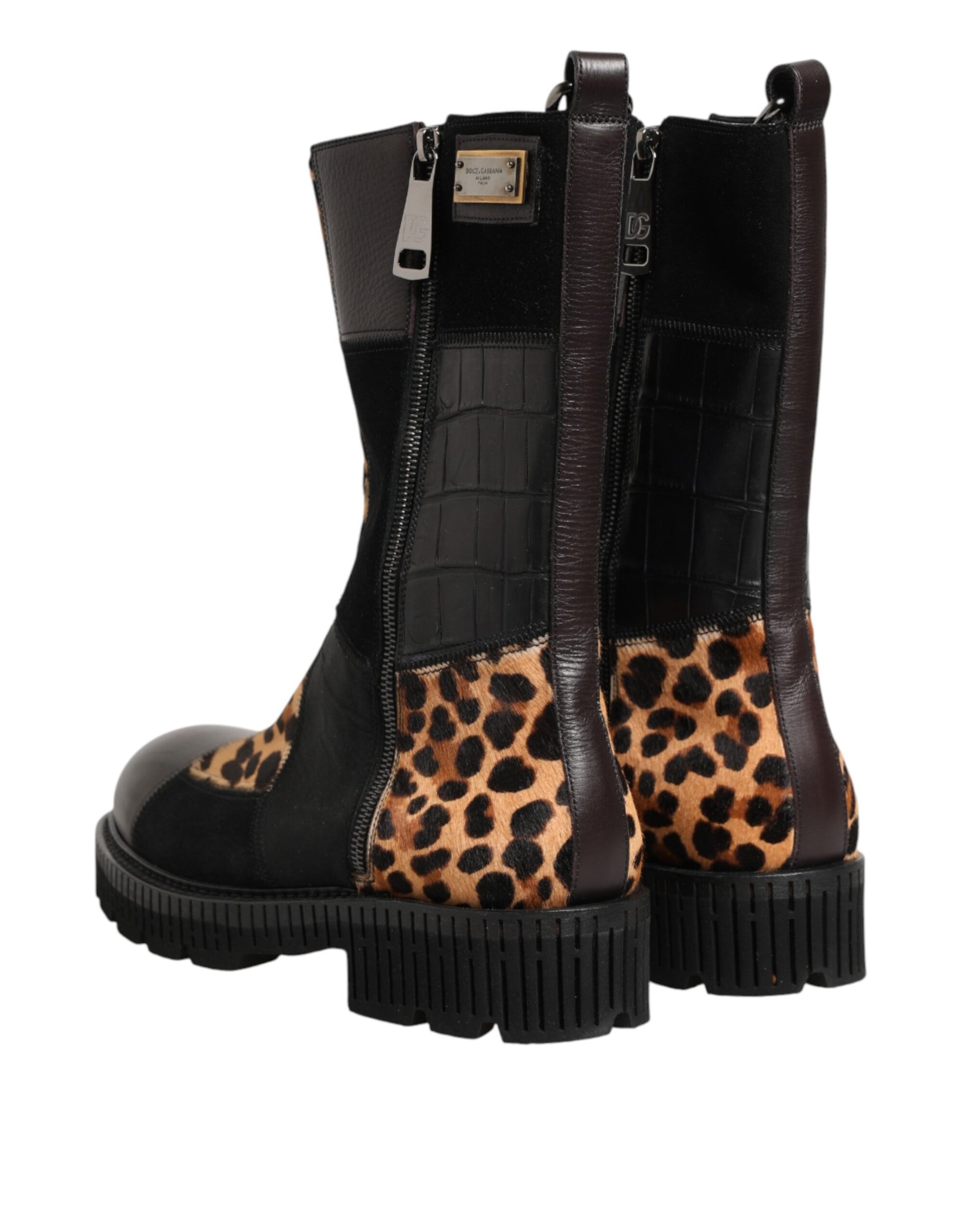 Dolce & Gabbana Multicolor Leopard Mid Calf Boots Shoes | Regal Royce