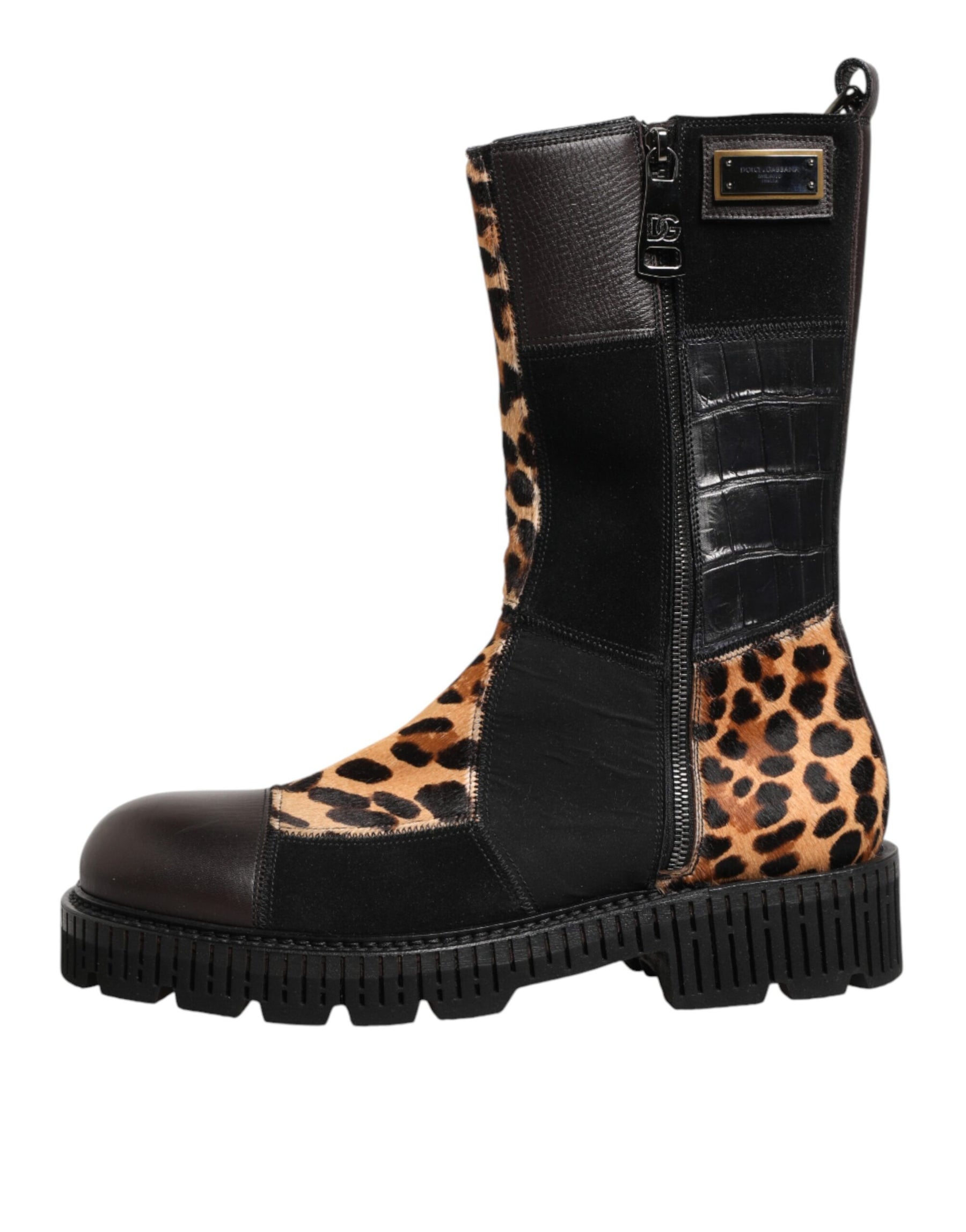 Dolce & Gabbana Multicolor Leopard Mid Calf Boots Shoes | Regal Royce