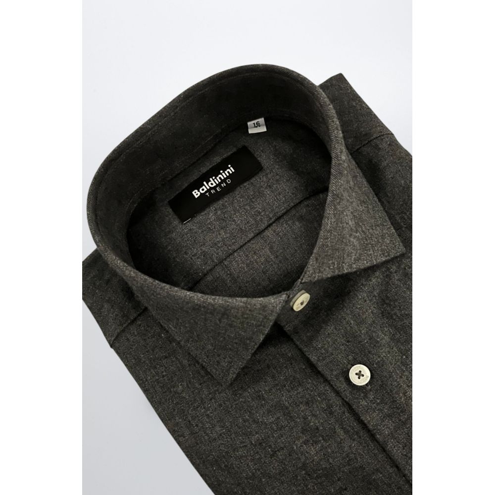 Baldinini Trend Gray Cotton Men Shirt | Regal Royce