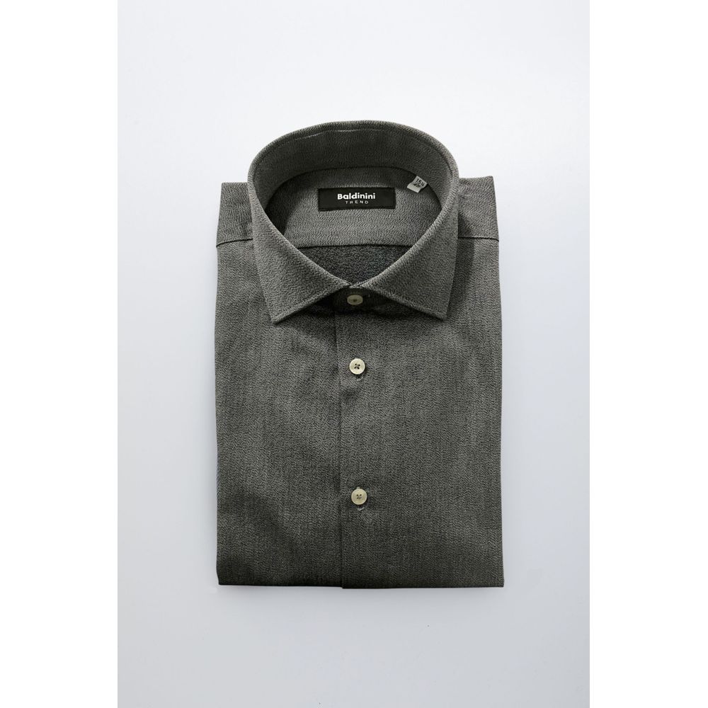 Baldinini Trend Gray Cotton Men Shirt | Regal Royce