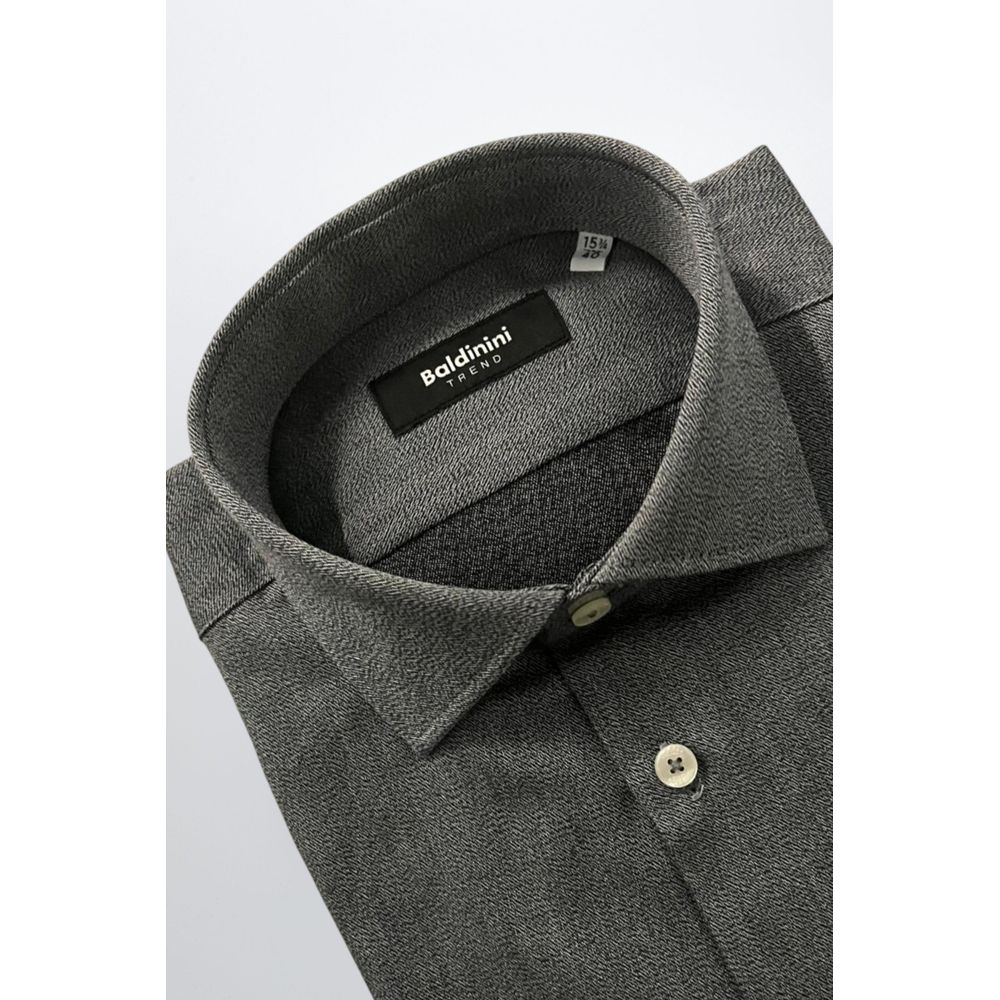 Baldinini Trend Gray Cotton Men Shirt | Regal Royce