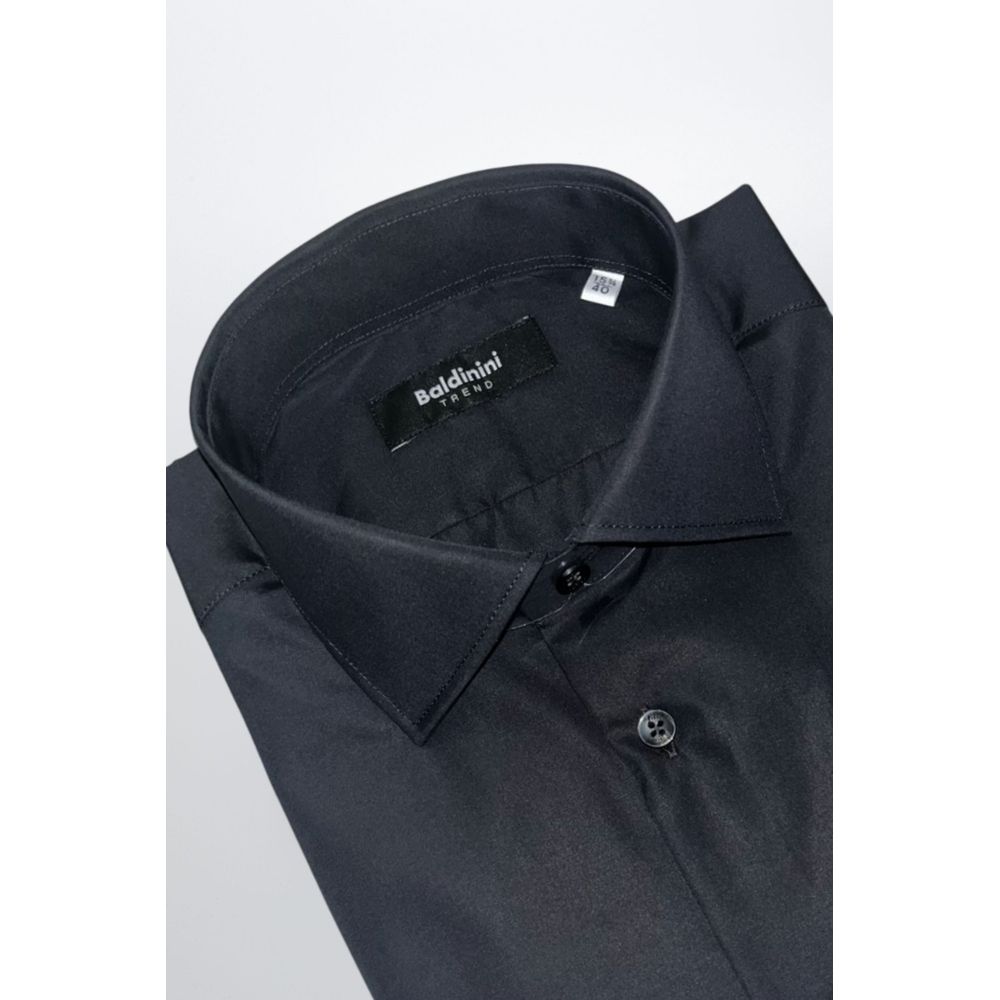 Baldinini Trend Black Cotton Men Shirt | Regal Royce