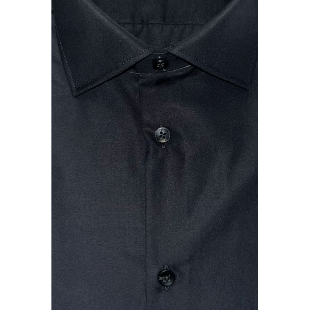 Baldinini Trend Black Cotton Men Shirt | Regal Royce