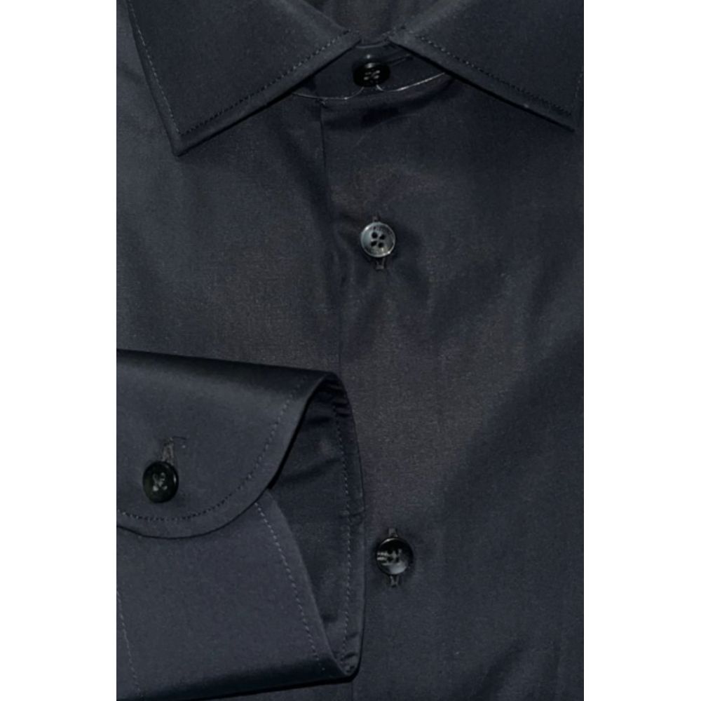 Baldinini Trend Black Cotton Men Shirt | Regal Royce