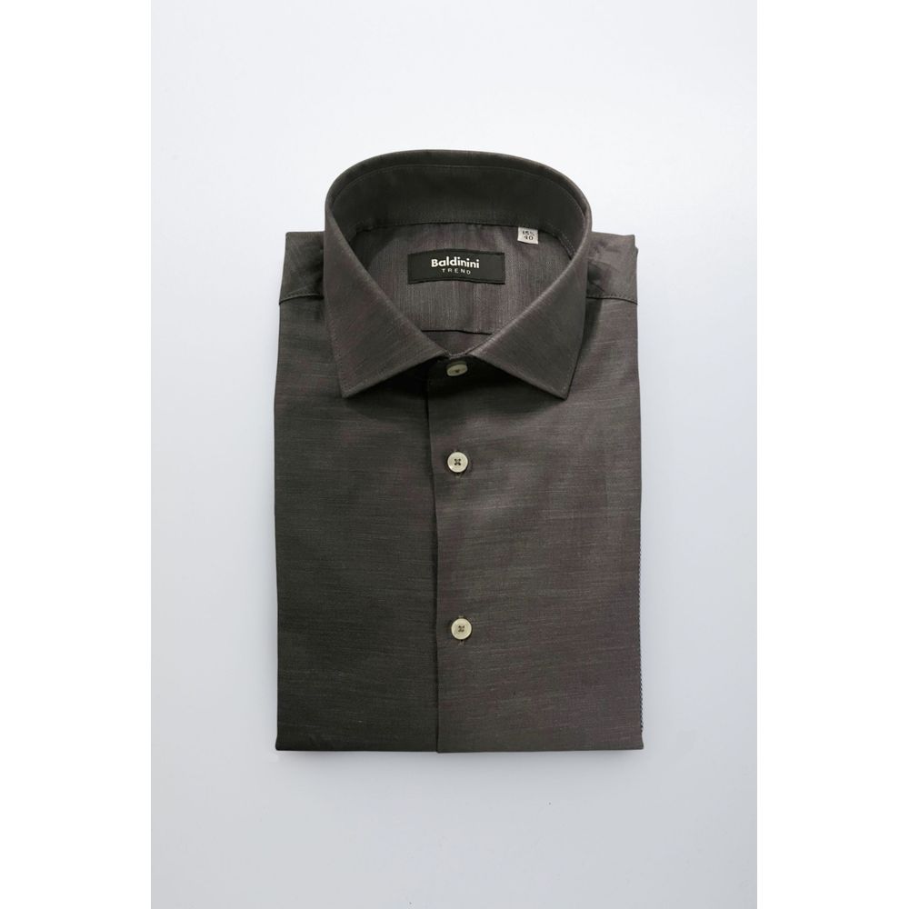 Baldinini Trend Gray Cotton Men Shirt | Regal Royce