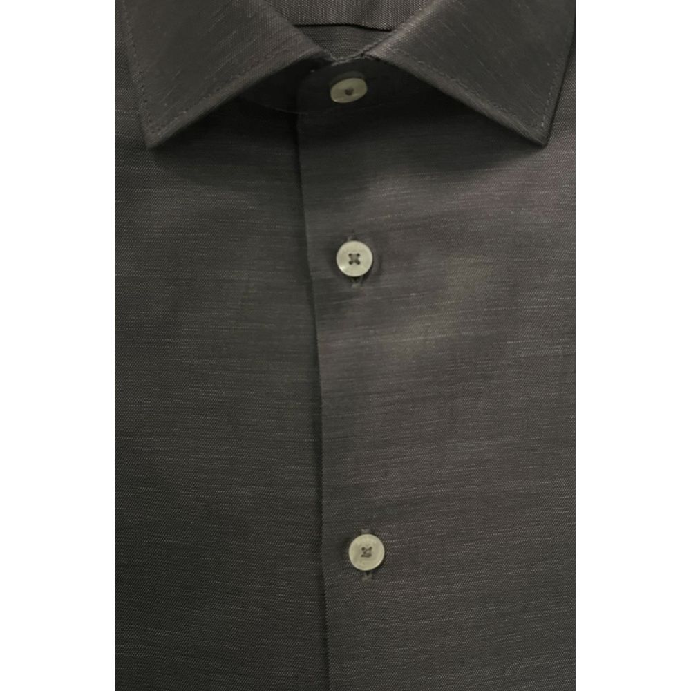 Baldinini Trend Gray Cotton Men Shirt | Regal Royce
