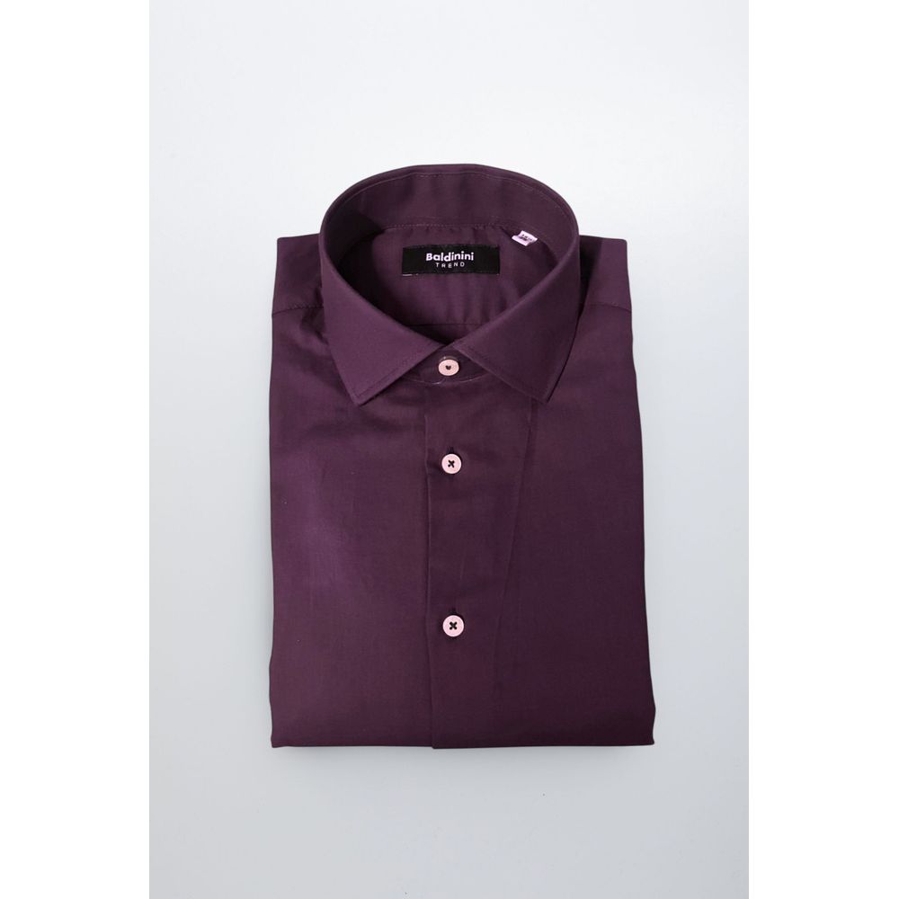 Baldinini Trend Purple Cotton Men Shirt | Regal Royce