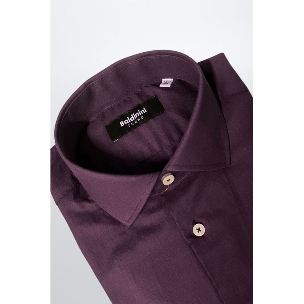 Baldinini Trend Purple Cotton Men Shirt | Regal Royce