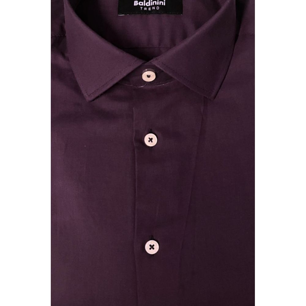 Baldinini Trend Purple Cotton Men Shirt | Regal Royce