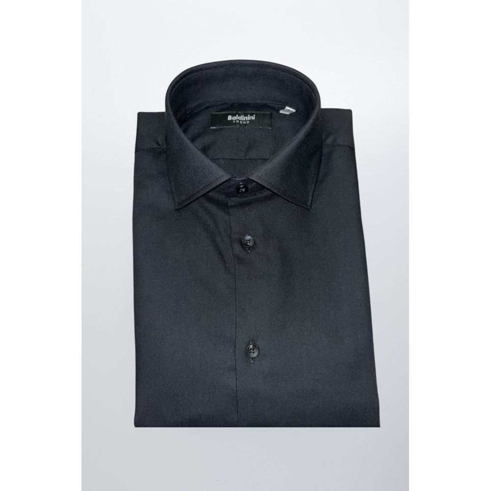 Baldinini Trend Black Cotton Men Shirt | Regal Royce