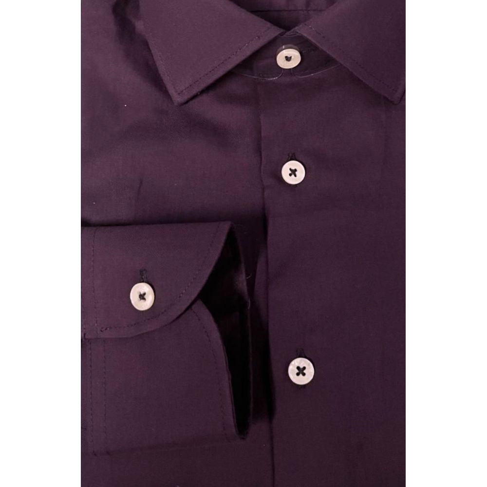 Baldinini Trend Purple Cotton Men Shirt | Regal Royce