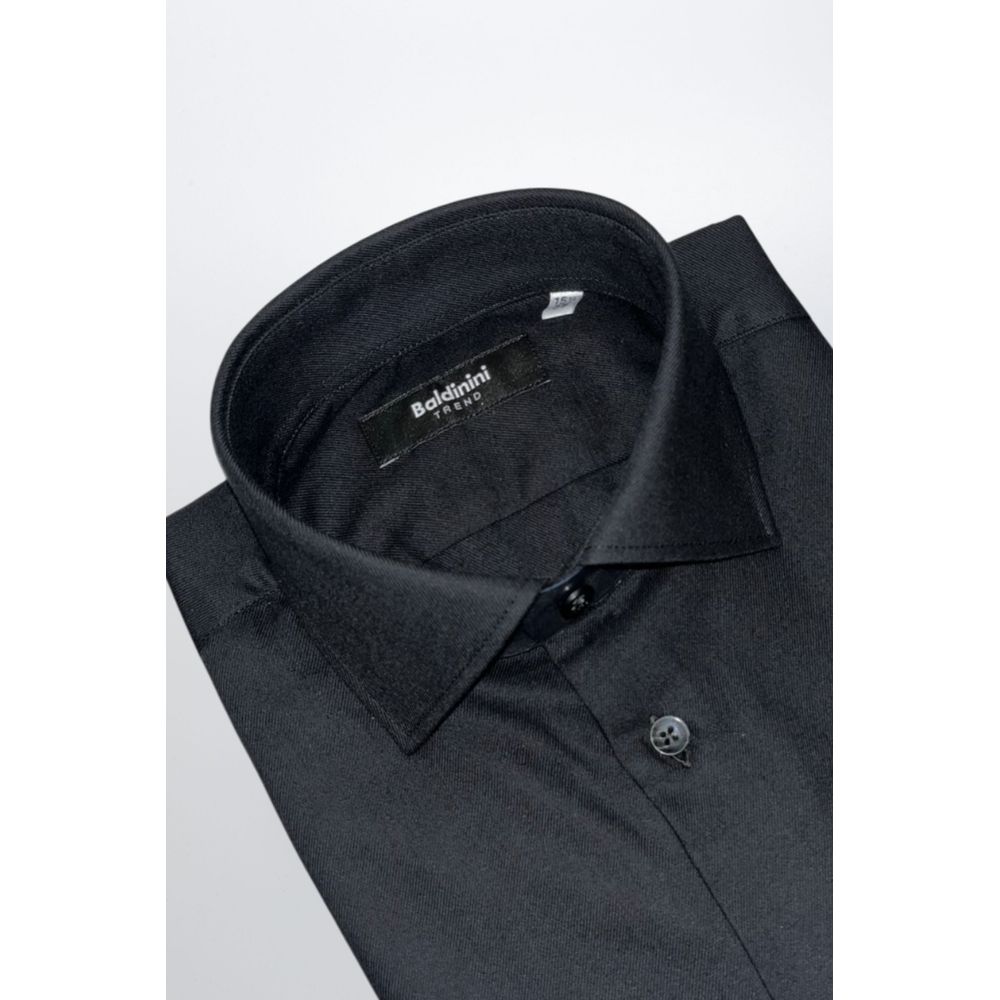 Baldinini Trend Black Cotton Men Shirt | Regal Royce