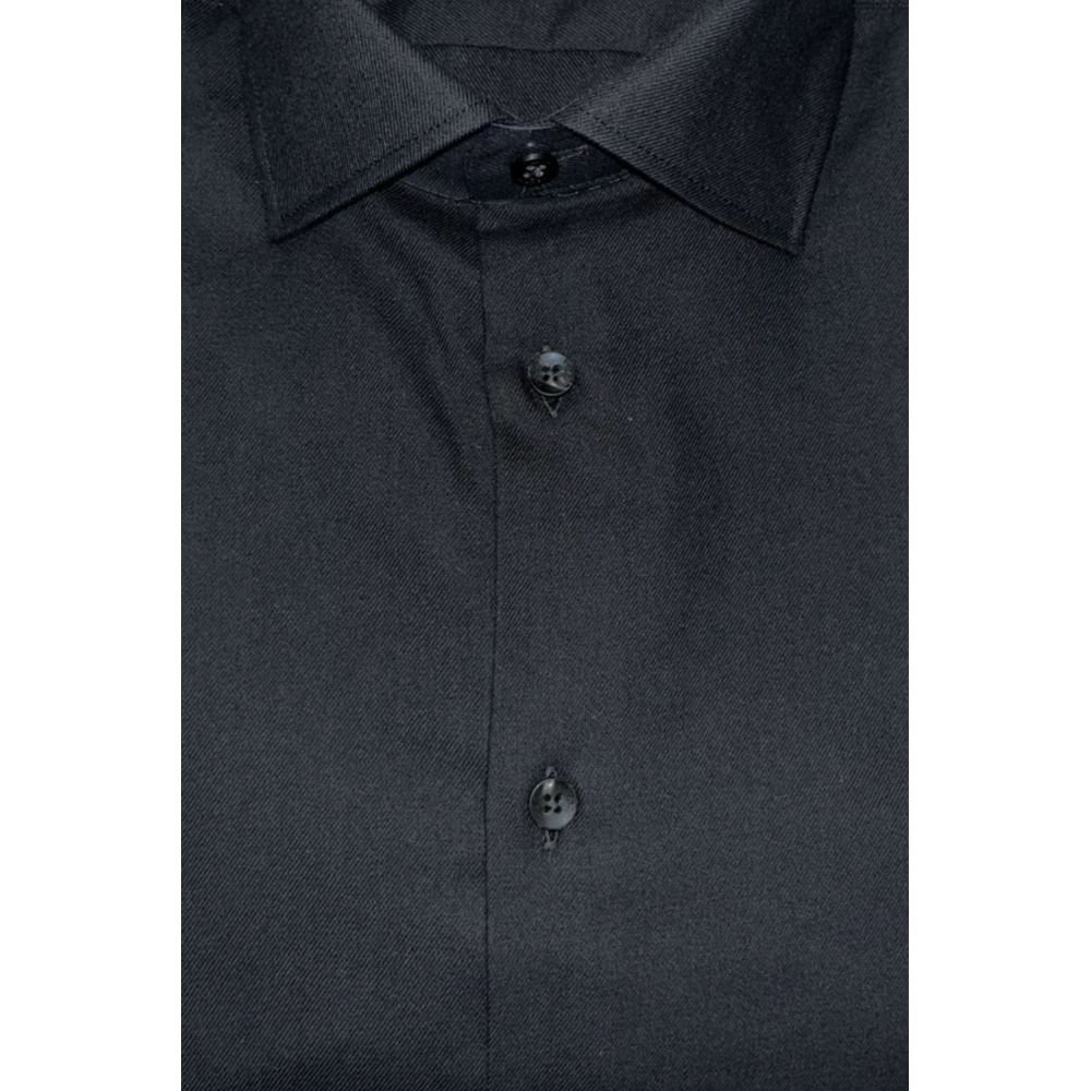 Baldinini Trend Black Cotton Men Shirt | Regal Royce