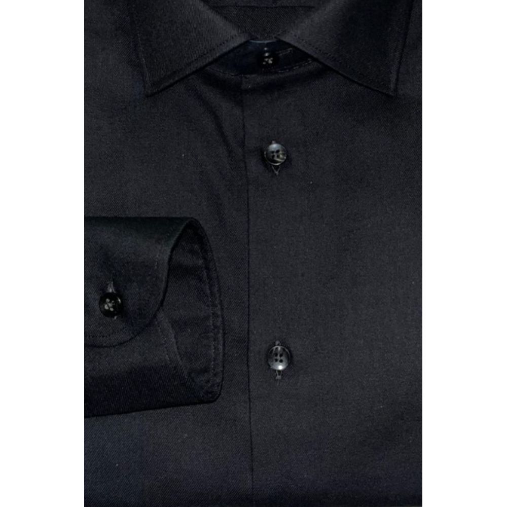 Baldinini Trend Black Cotton Men Shirt | Regal Royce