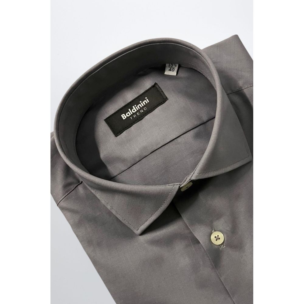 Baldinini Trend Gray Cotton Men Shirt | Regal Royce