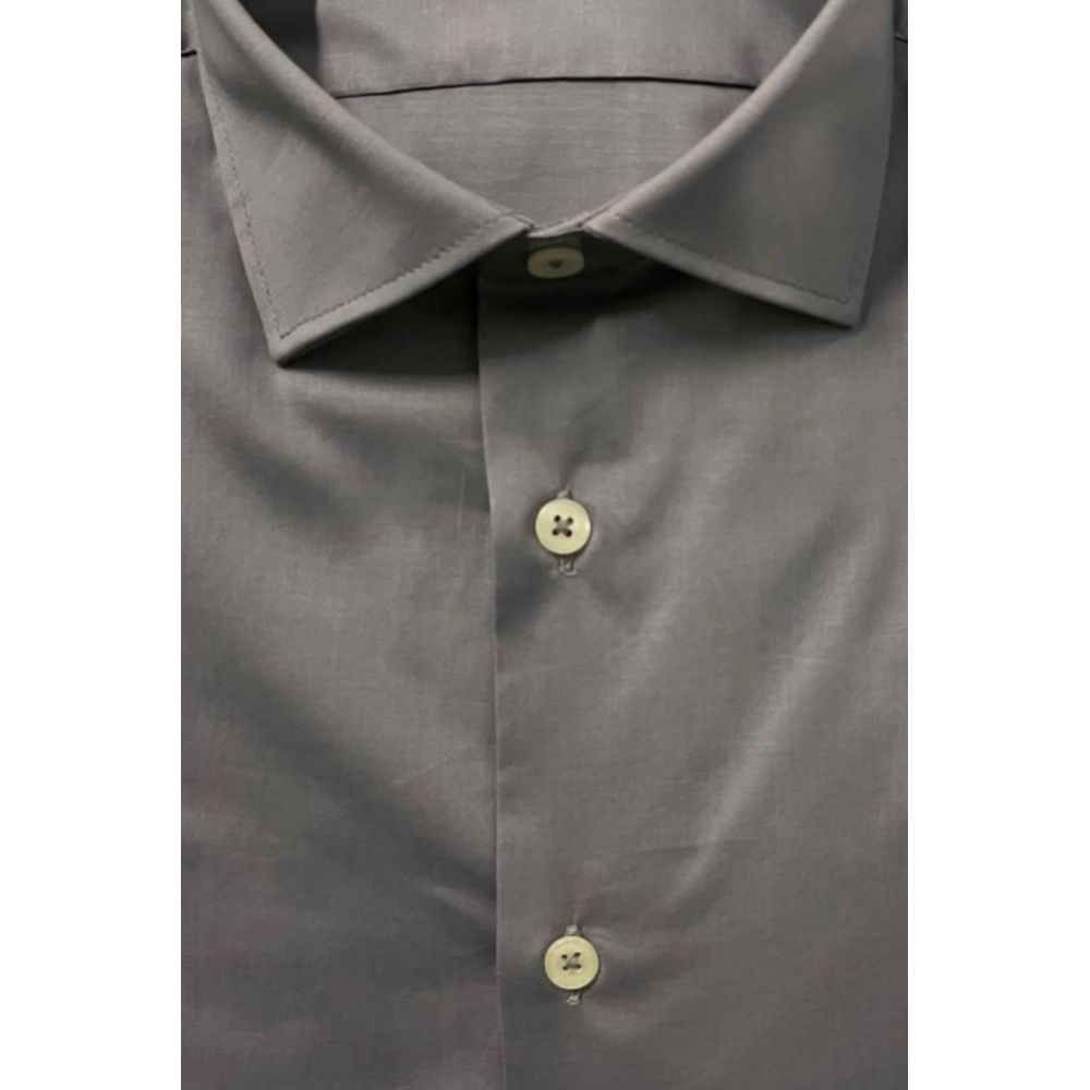 Baldinini Trend Gray Cotton Men Shirt | Regal Royce