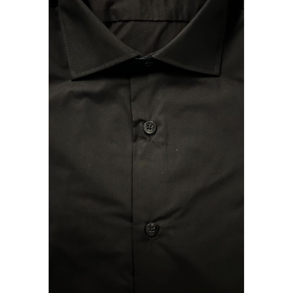Baldinini Trend Black Cotton Men's Shirt | Regal Royce