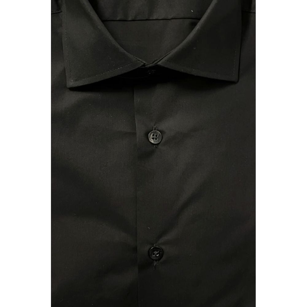 Baldinini Trend Black Cotton Men's Shirt | Regal Royce