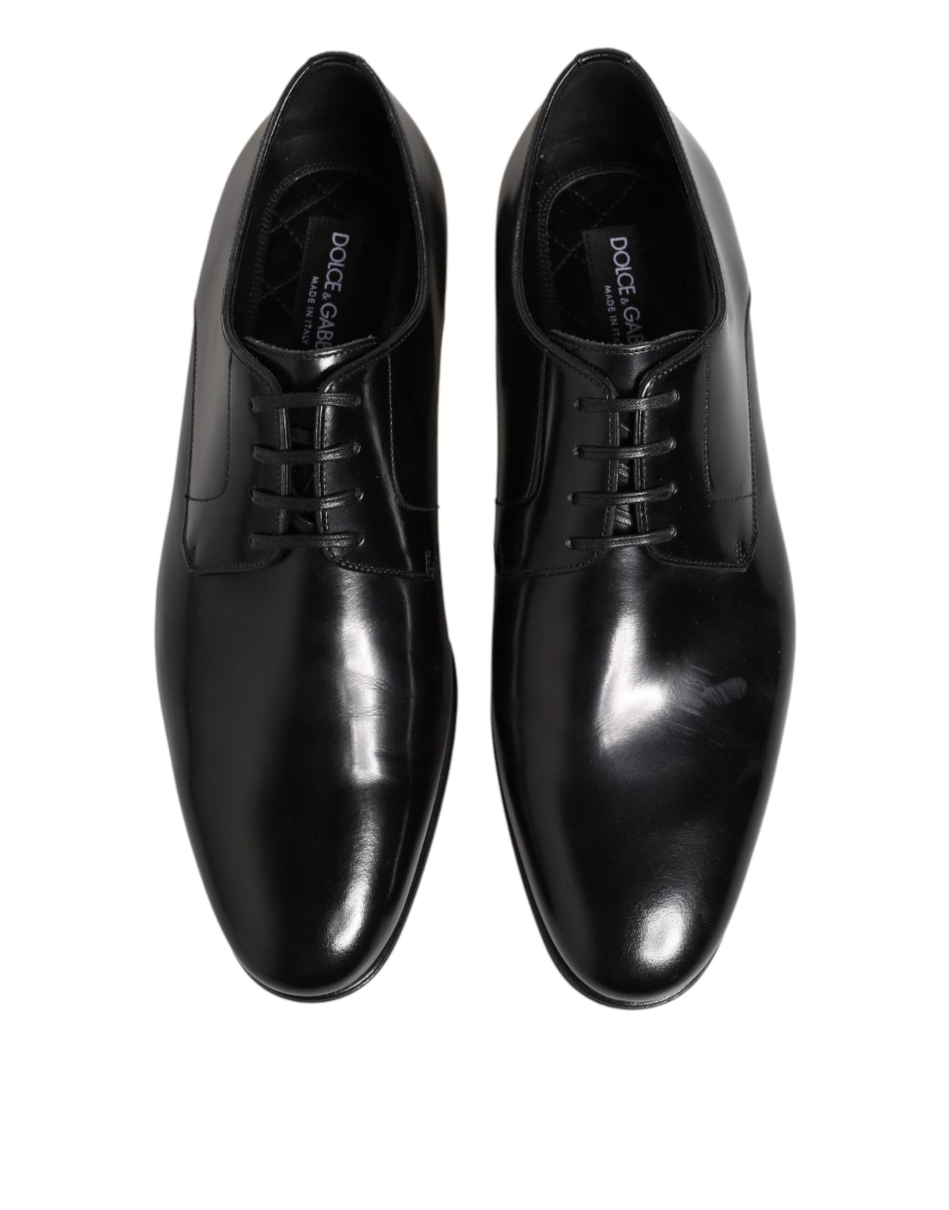 Dolce & Gabbana Black Calfskin Leather Derby Men Dress Shoes