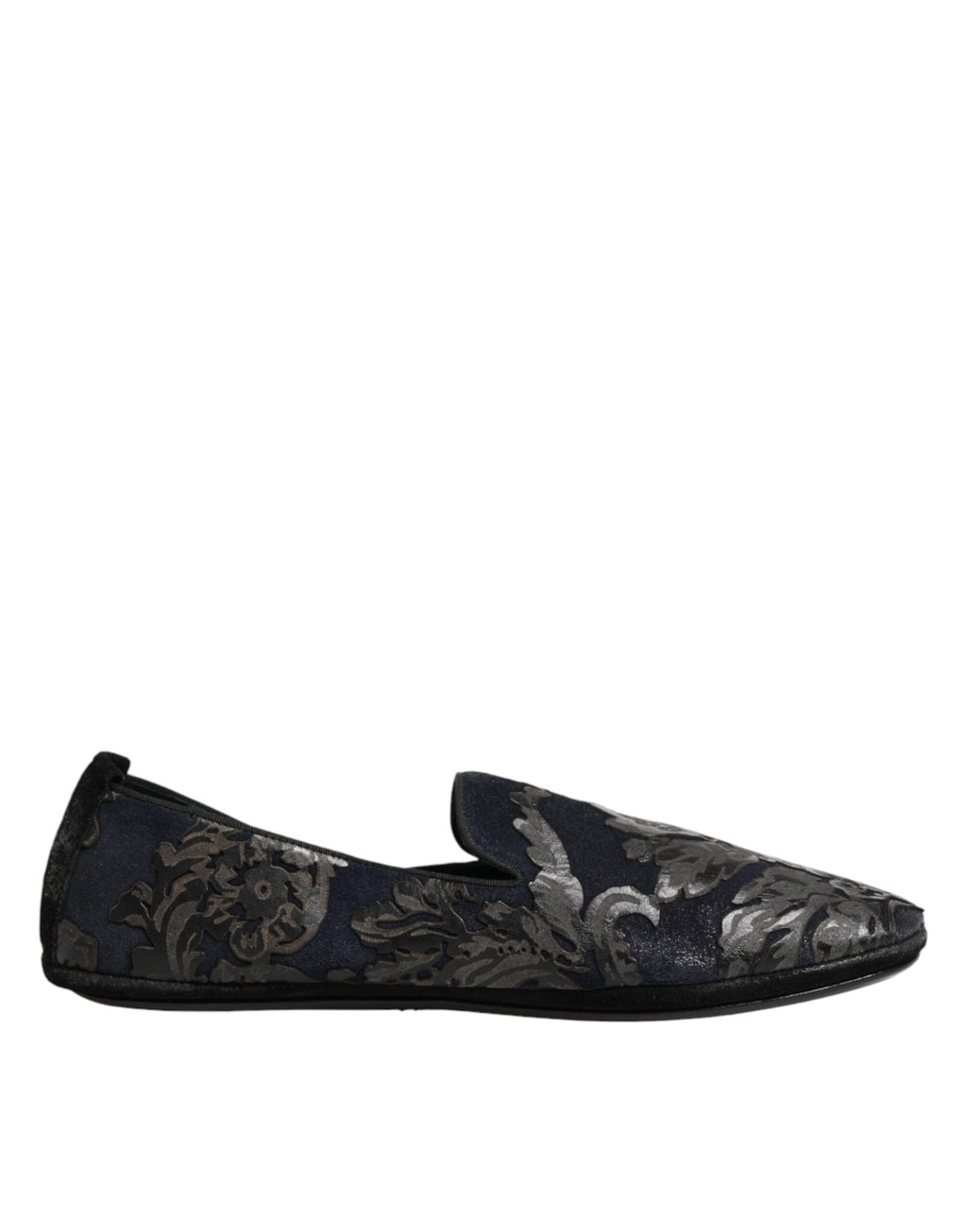 Dolce & Gabbana Black Jacquard Leather Slip On Loafers Shoes