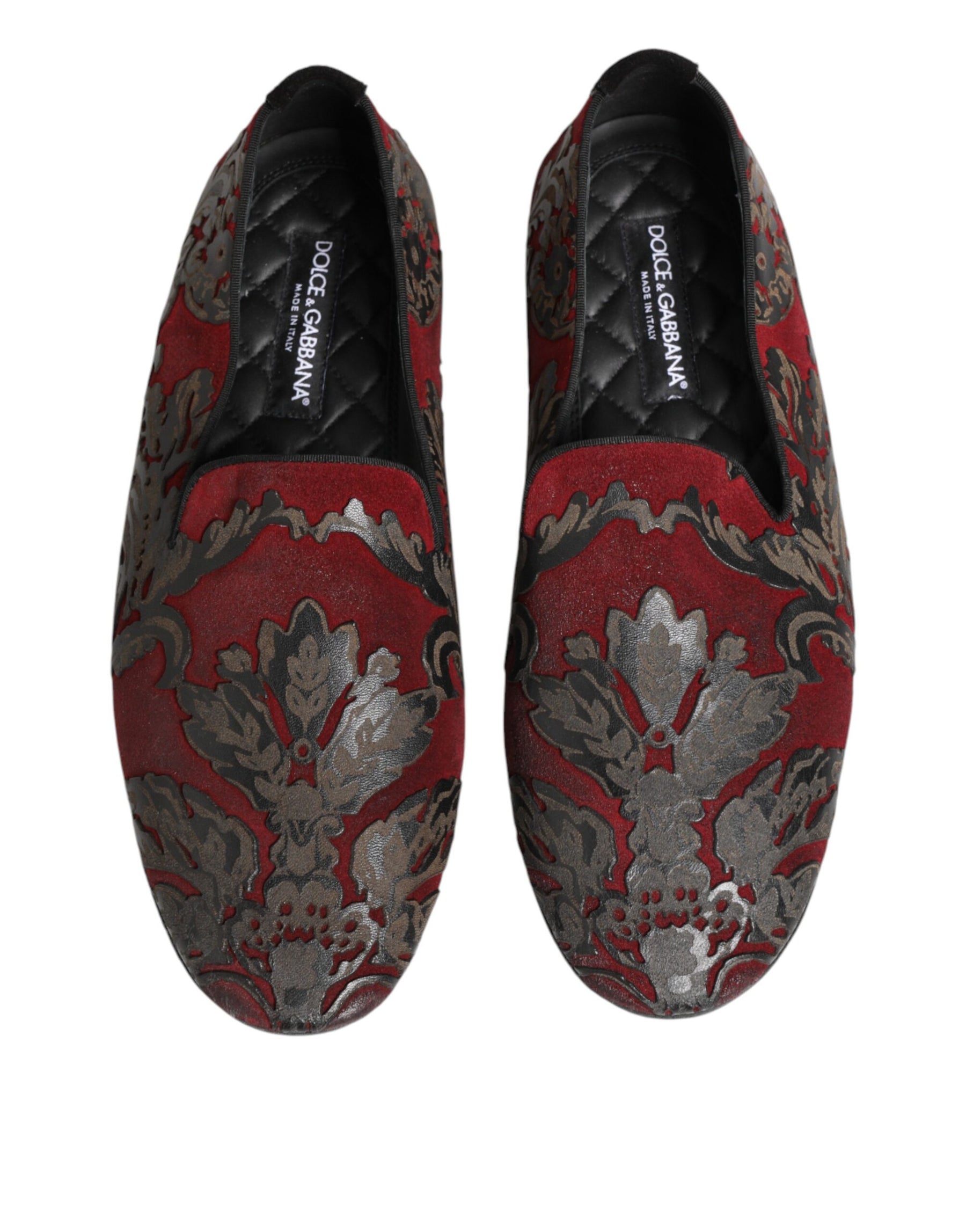 Dolce & Gabbana Bordeaux Jacquard Leather Slip On Loafer Shoes | Regal Royce