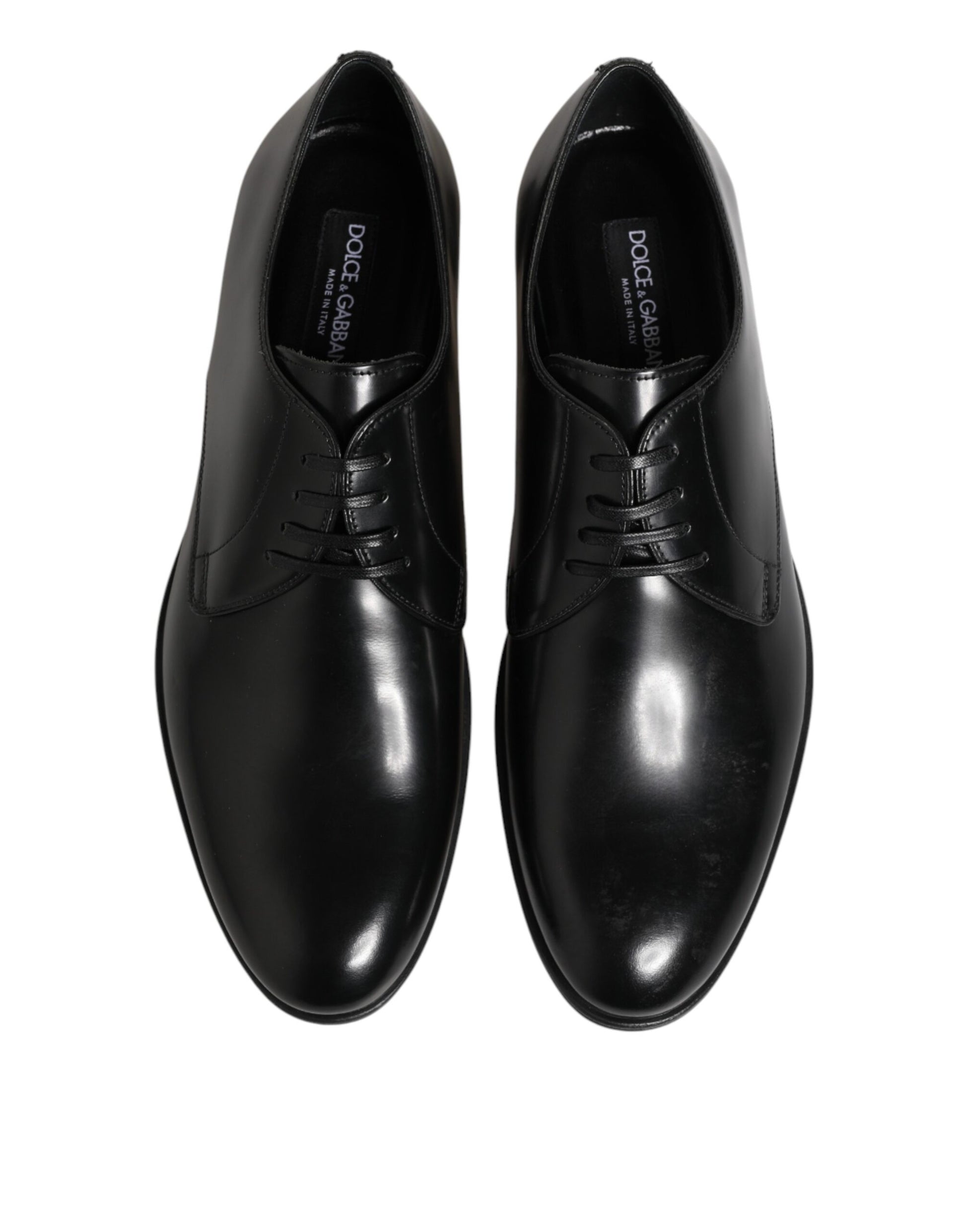 Dolce & Gabbana Black Calfskin Leather Derby Dress Shoes