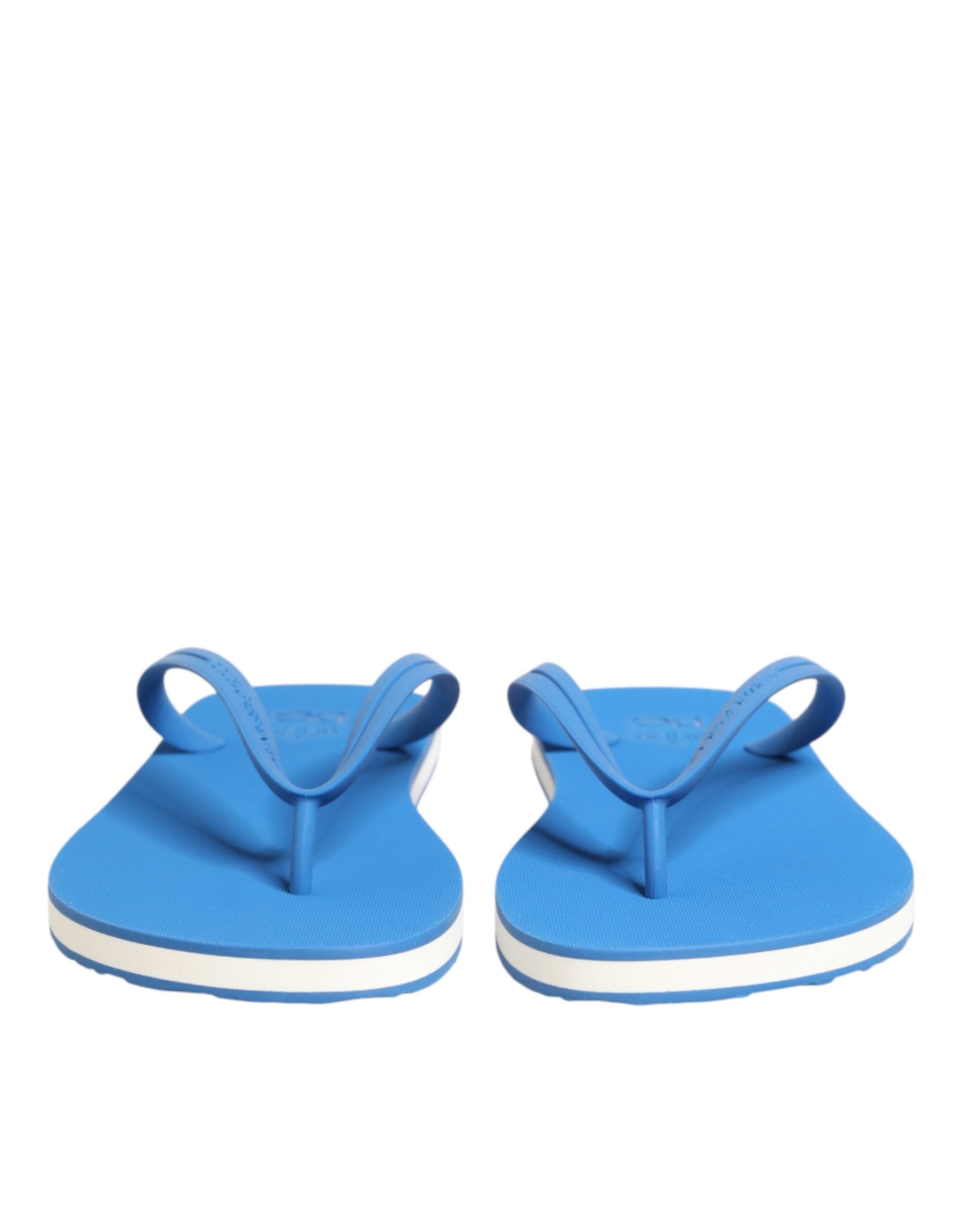 Dolce & Gabbana Blue White Logo Beachwear Flats Slipper Shoes | Regal Royce