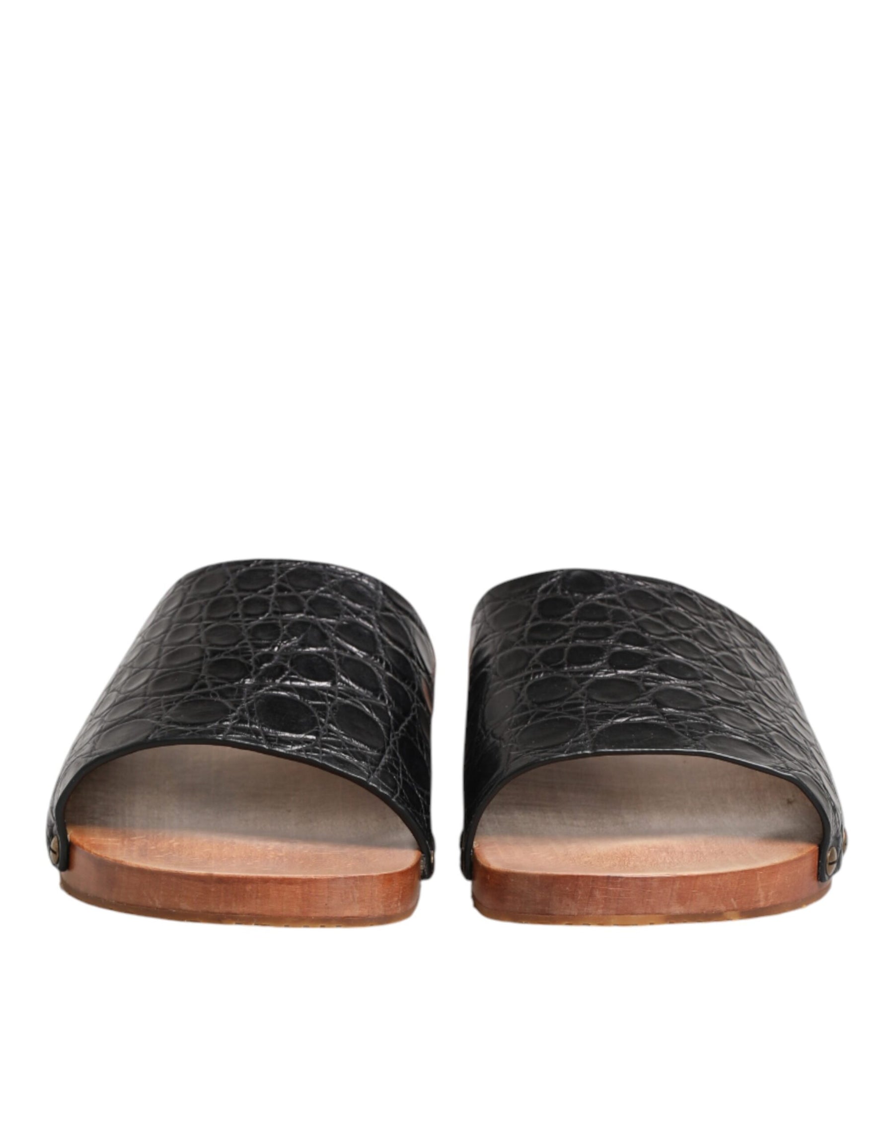 Dolce & Gabbana Black Brown Leather Slides Sandals Shoes | Regal Royce