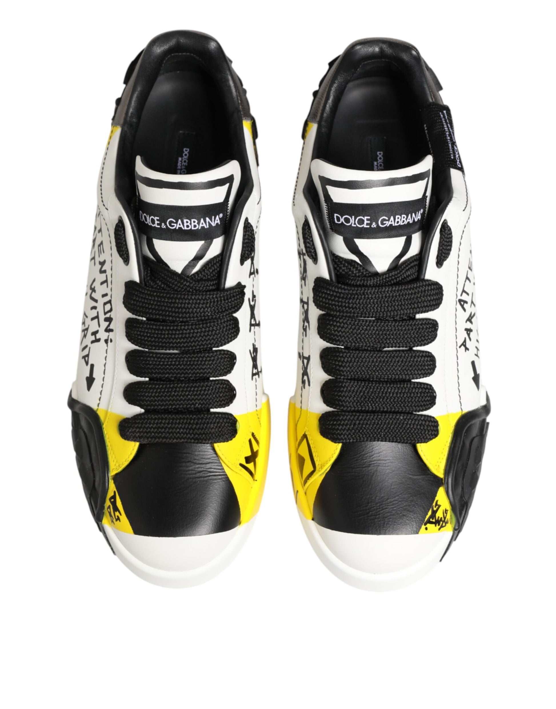 Dolce & Gabbana Multicolor Leather Graffiti Low Top Sneakers Shoes