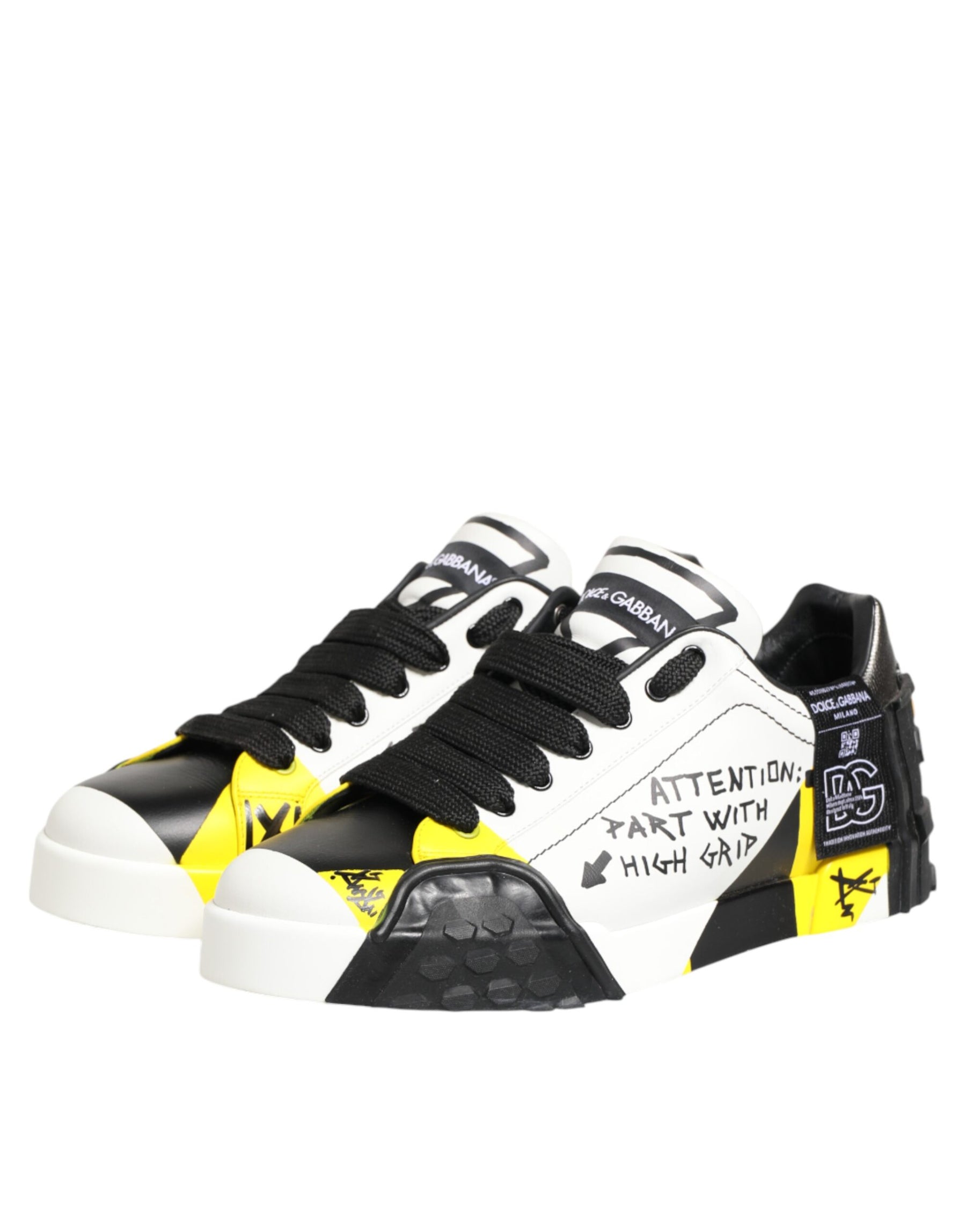 Dolce & Gabbana Multicolor Leather Graffiti Low Top Sneakers Shoes | Regal Royce